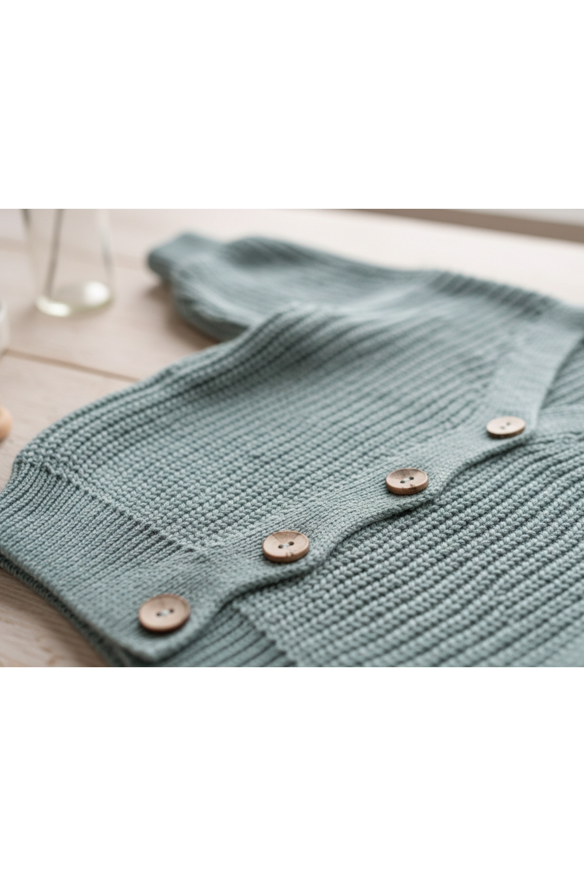 Nimini Kids Ahşap Düğme Detaylı Kışlık Unisex Triko Oversize Bebek Çocuk Hırkası (0-5 YAŞ ARASI) fotoğrafı 3 (önizleme)