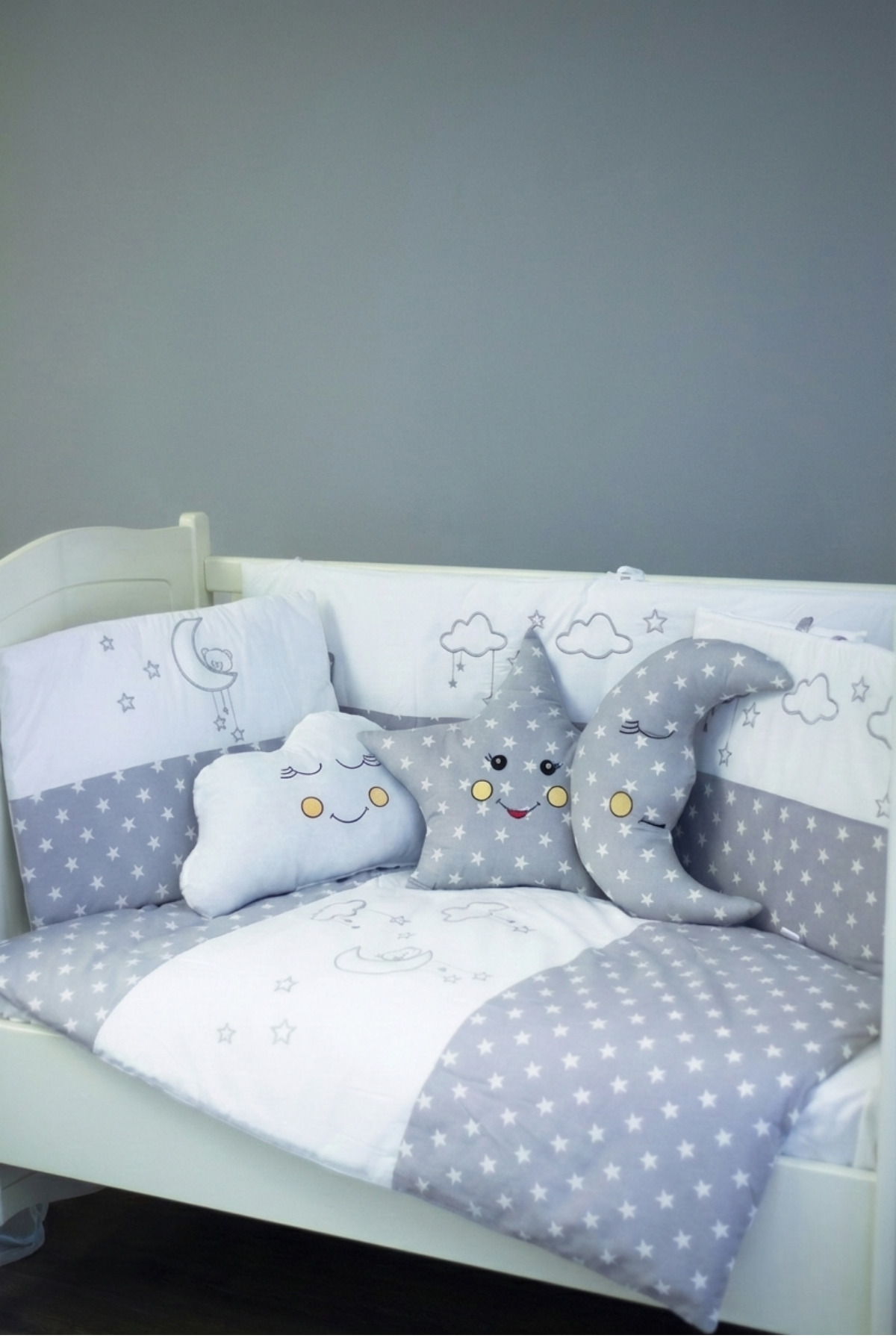 Kista Baby Bebek Uyku Seti Nevresim Takımı 80x130 Cloudy Gri fotoğrafı 5 (önizleme)