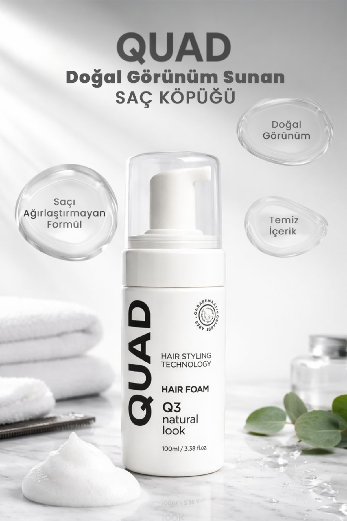 Q3 Bukle Belirginleştirici Unisex Foam Styler – Hacim, Şekil ve Doğallık Bir Arada — Q3F888 — تصویر 4 از 6