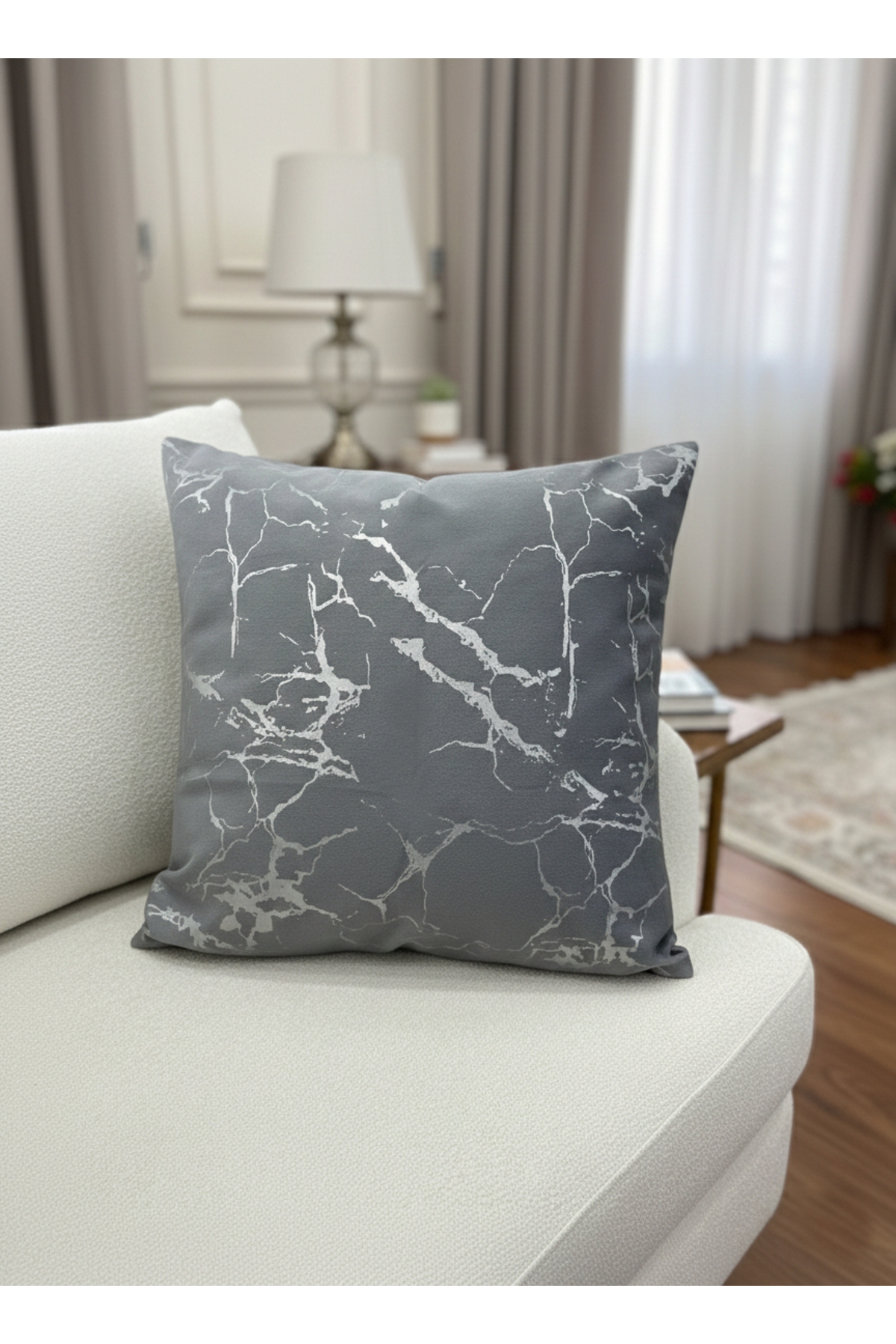 2-Piece Velvet Pillowcase with Grey-Silver Foil (45X45)