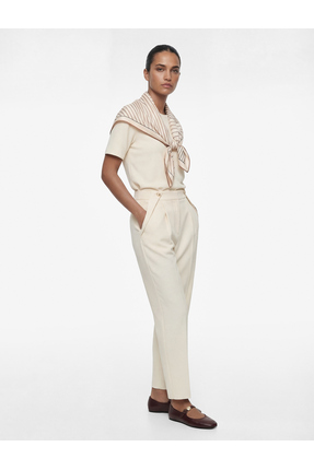 Koton Krep Kumaş Aksesuar Detaylı Cepli Yüksek Bel Havuç Pantolon