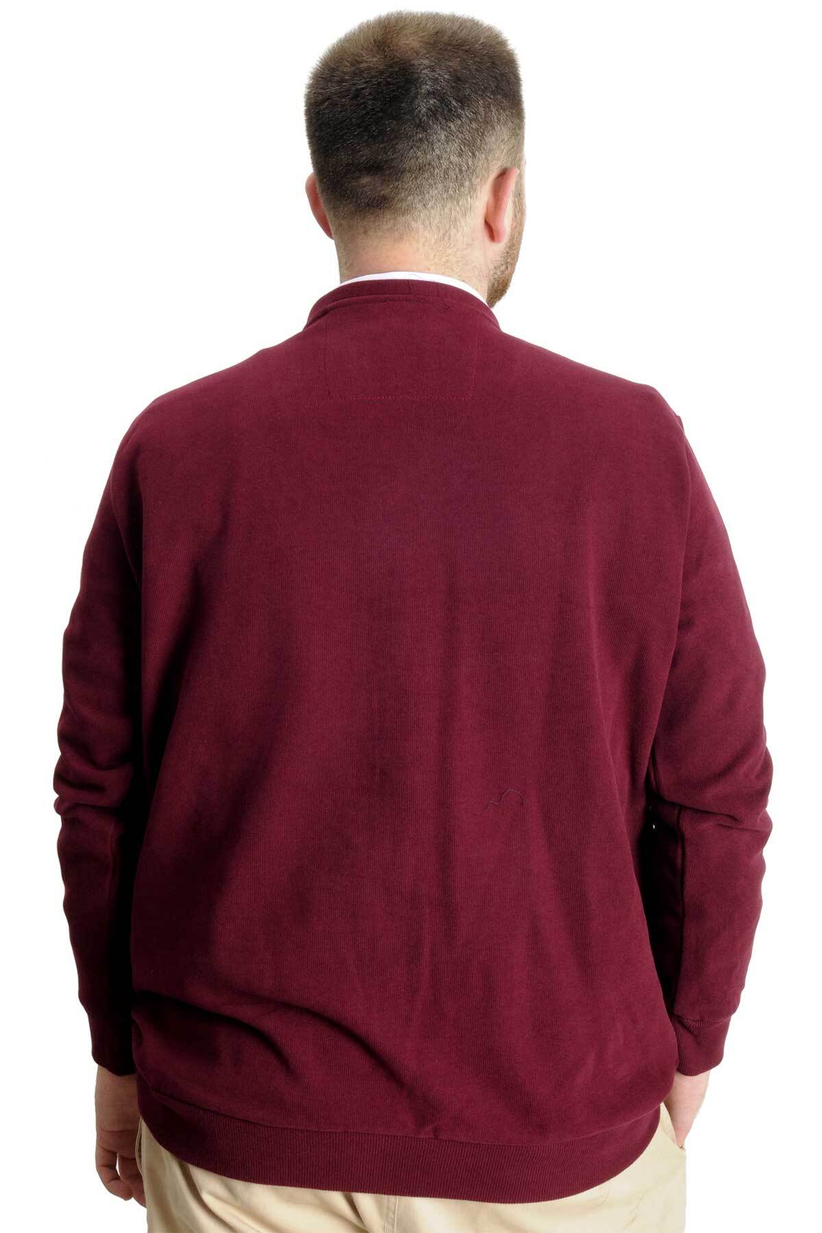 ModeXL Mode XL Büyük Beden Erkek Hırka Vanize Selanik Düğmeli 20548 Bordo görsel 4