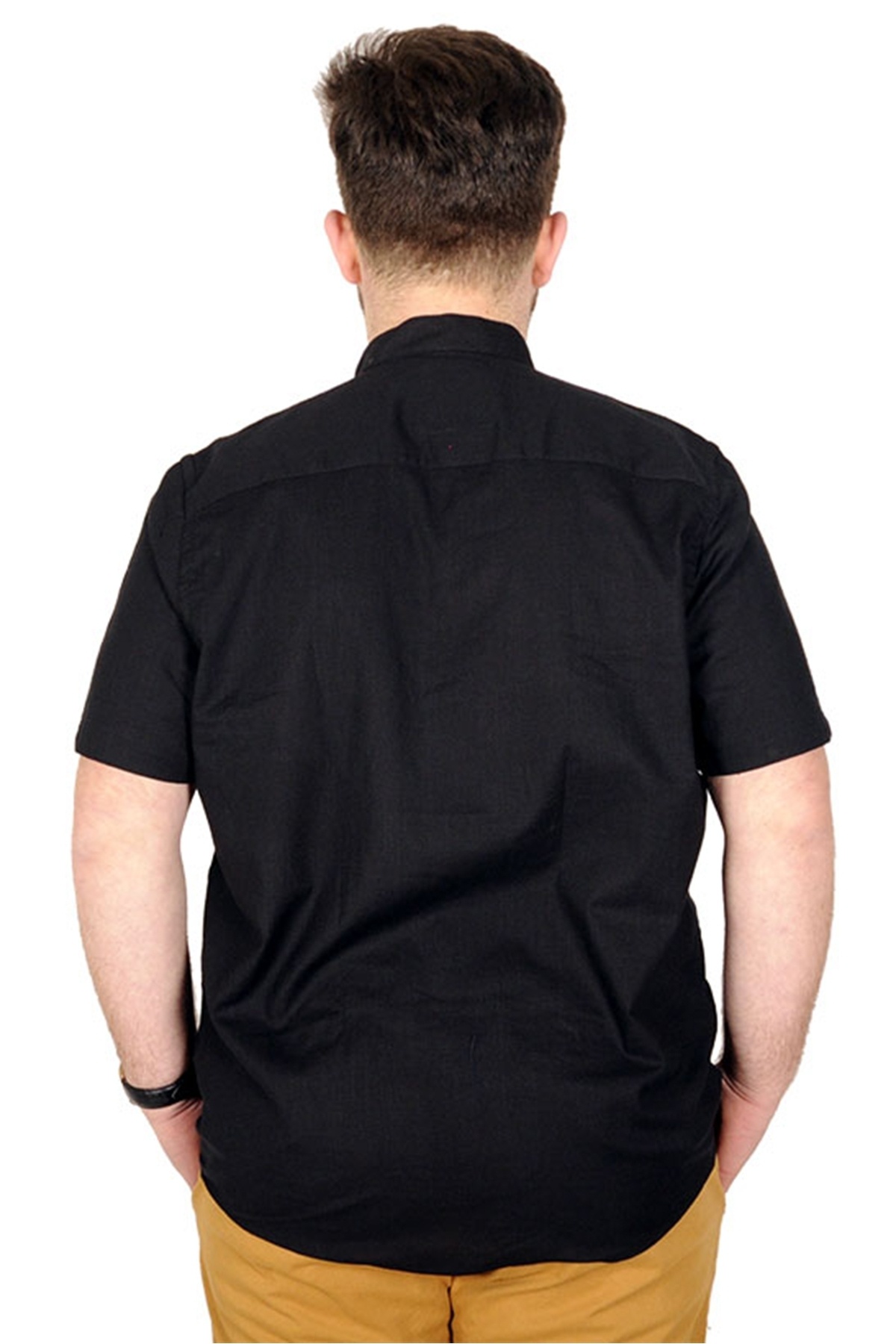 ModeXL Mode XL Buyuk Beden Erkek Kısa Kol Hakim Yaka 20387 Siyah görsel 3