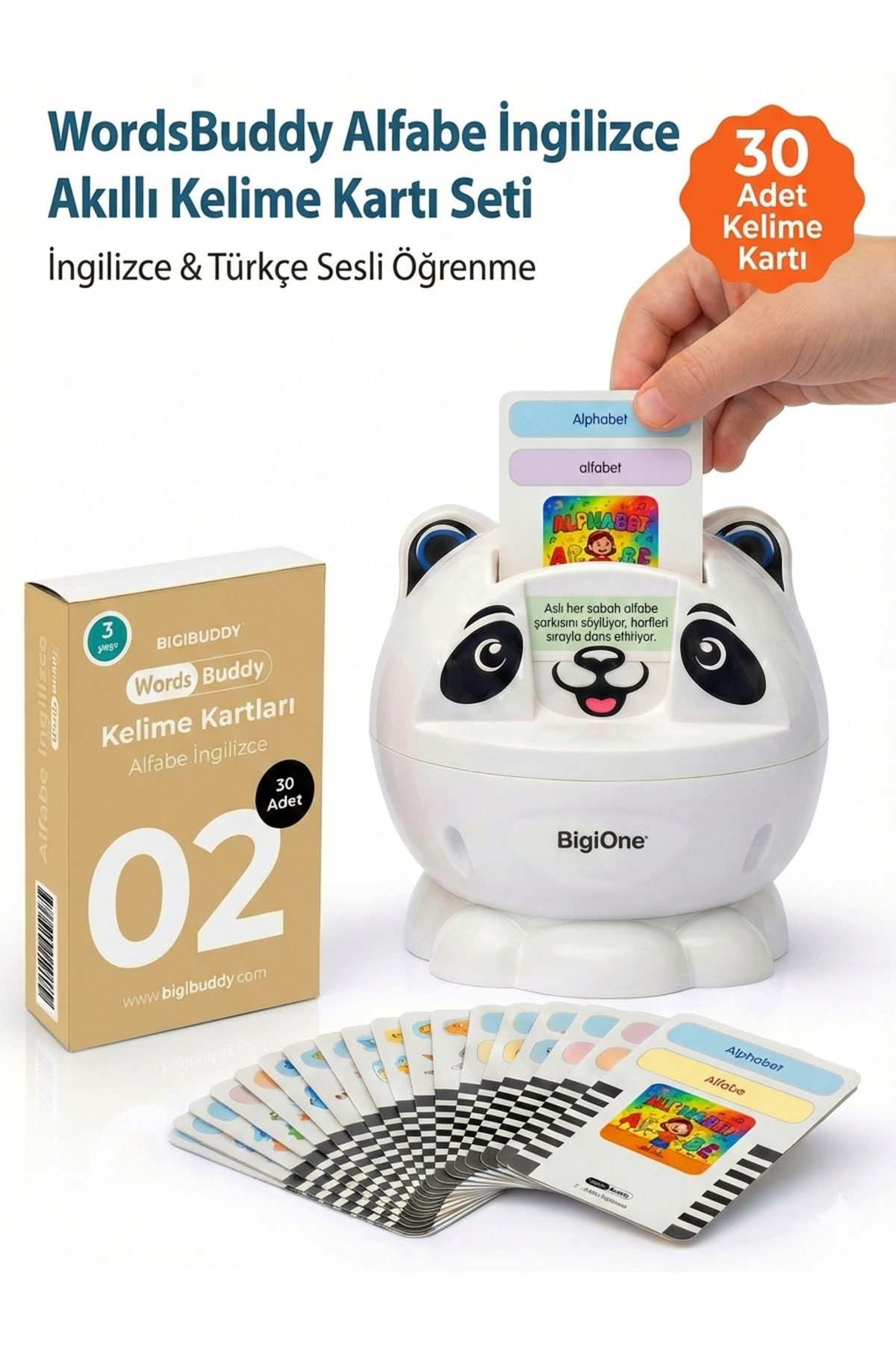 Bigibuddy İngilizce Türkçe Eğitici Sesli Kelime Kartı WordsBuddy İngilizce Alfabe 02 (BigiOne İle Çalışır) fotoğrafı 2 (önizleme)