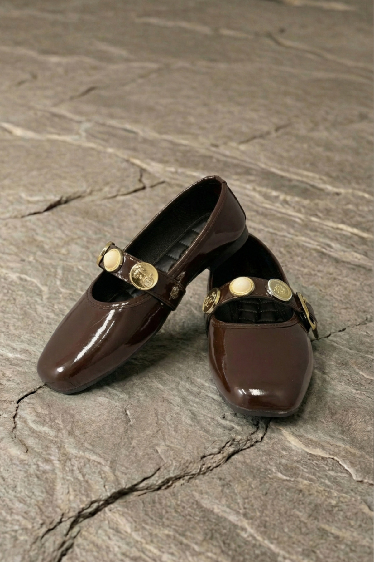 Beyond   Kadın Kahverengi Para Tokalı Rugan Babet 1.5cm BYNDPT03 - Görsel 5