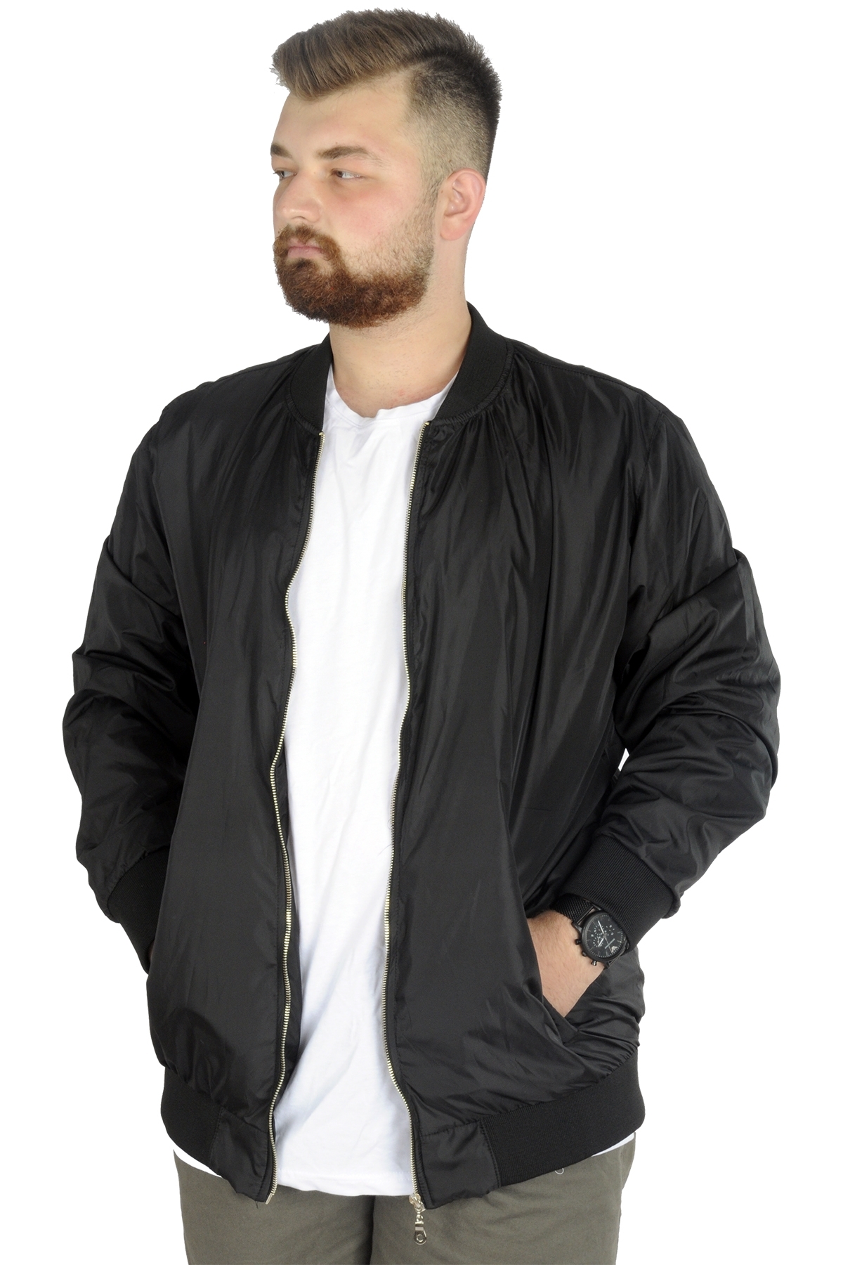 ModeXL Mode XL Büyük Beden Erkek Kolej Mont Jesica 22611 Siyah