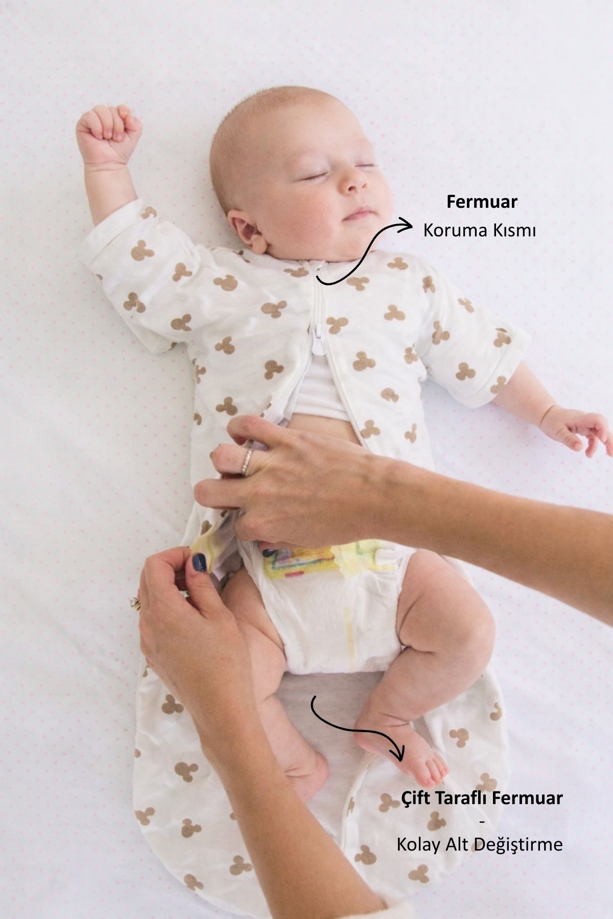 Le Touche Kahve Bebek Kundak Eldiven Manşetli Uyku Tulumu & Kolları Yukarı Kundak (0-3 AY, 3-6 AY, 6-9 AY) fotoğrafı 3 (önizleme)