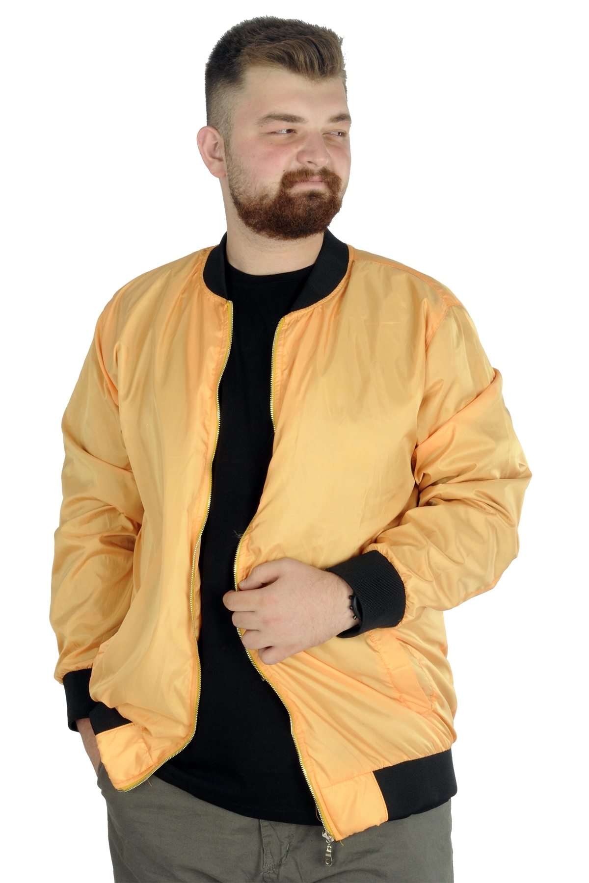 ModeXL Mode XL Büyük Beden Erkek Kolej Mont Jesica 22611 Sarı