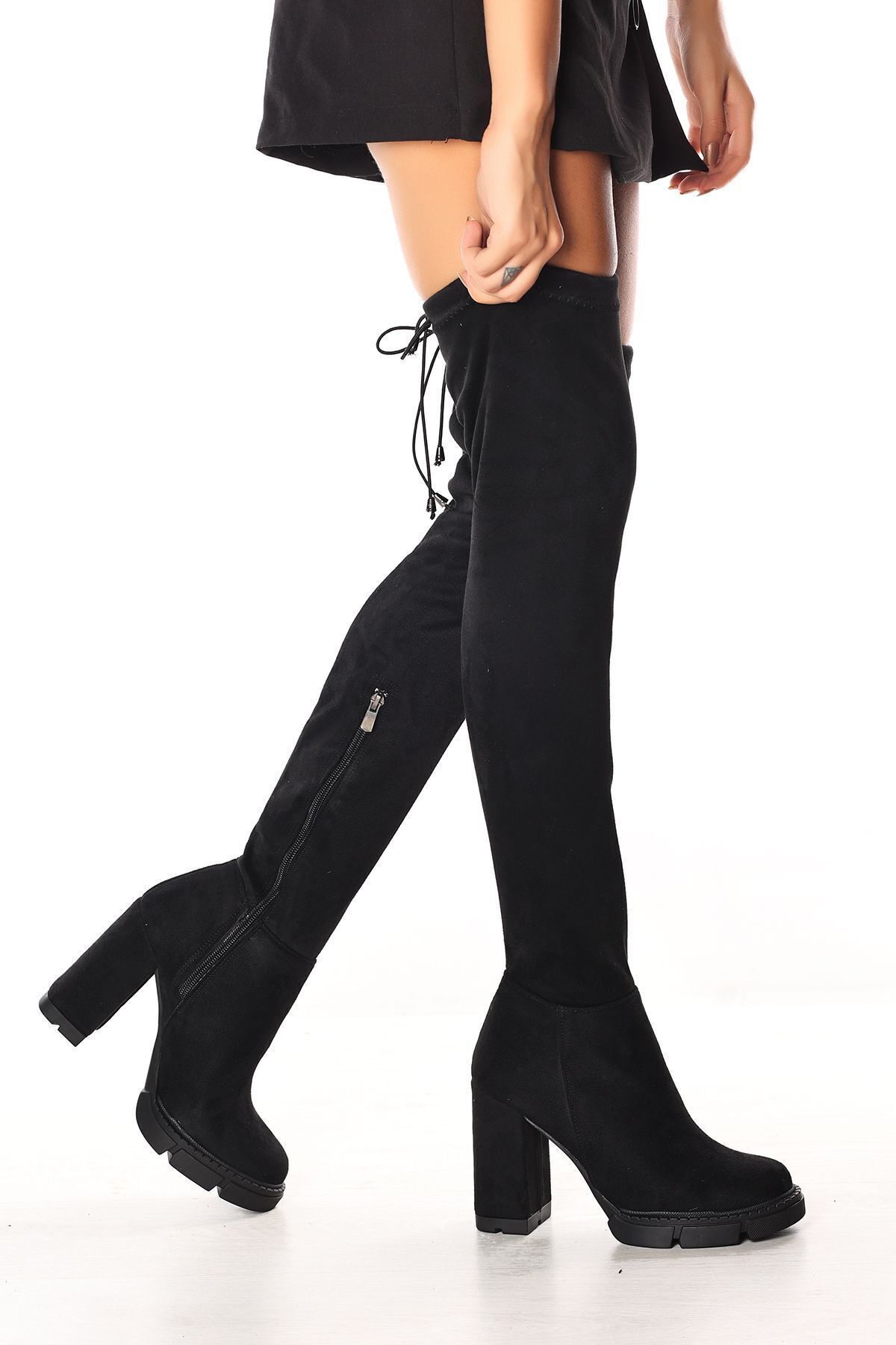 MALENTA  Mlt0030-0700 Kadın Diz Üstü Streç Çizme - Görsel 4