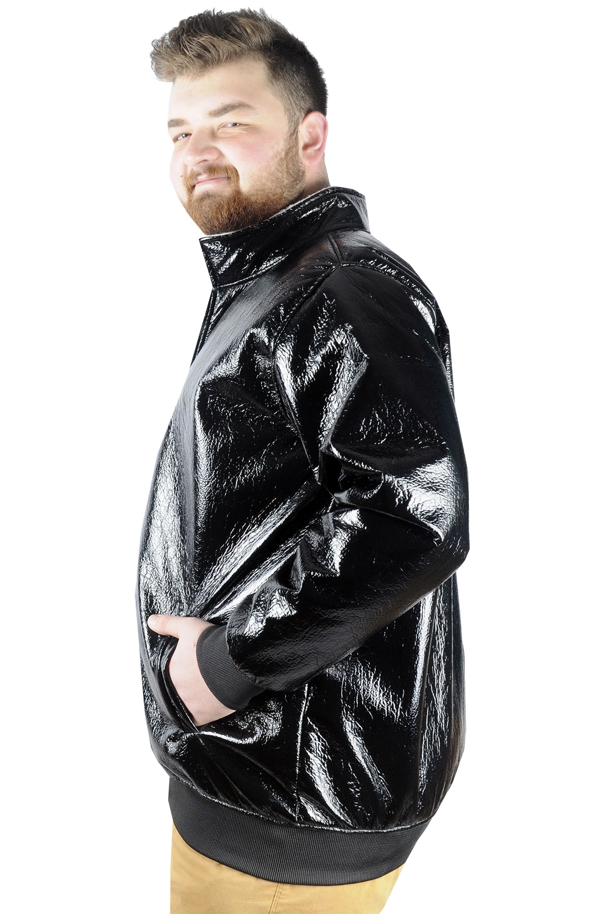 ModeXL Mode XL Erkek Mont Furry Shiny 21095 Siyah görsel 2