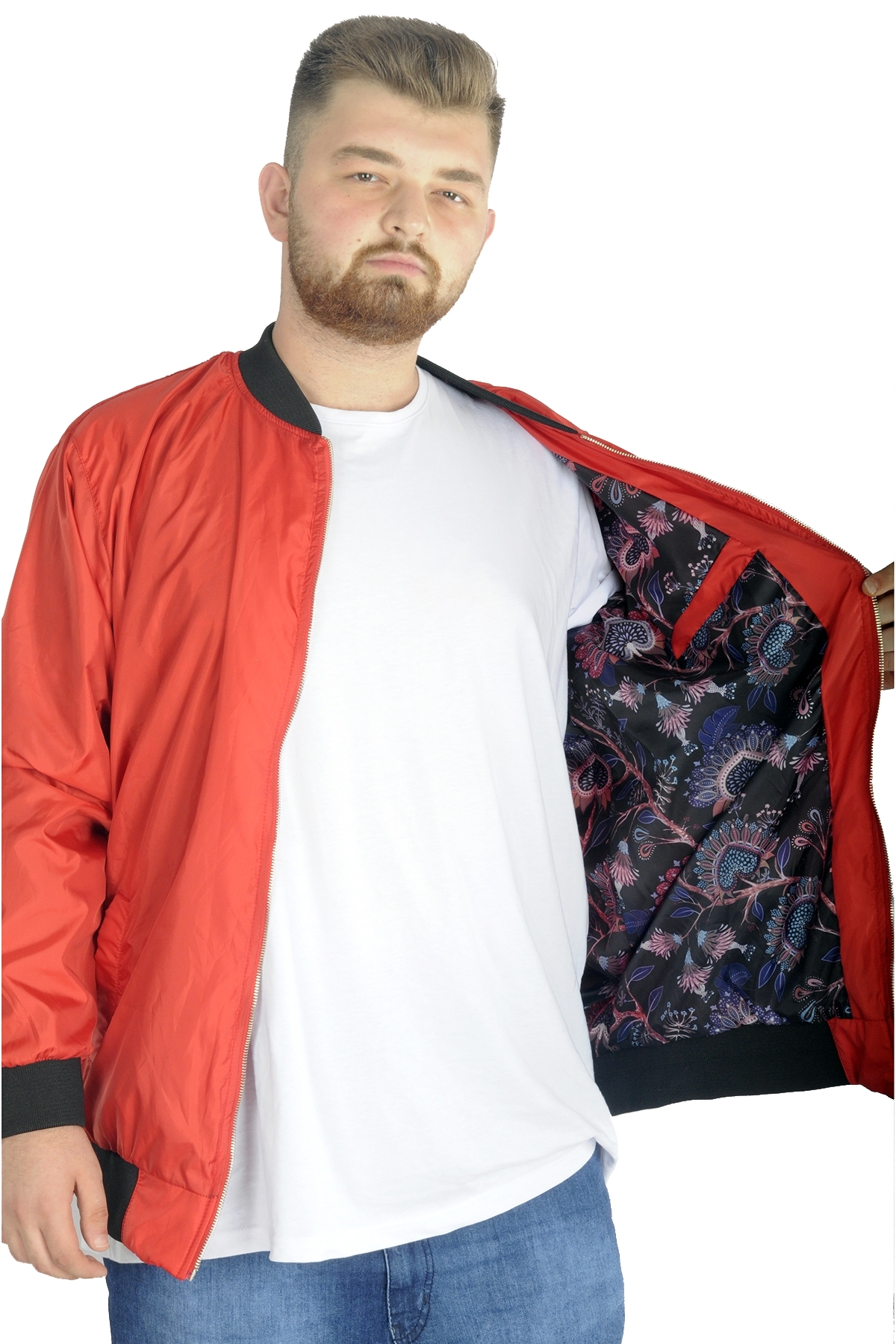 ModeXL Mode XL Erkek YAZLIK INCE Kolej Mont Fermuarlı Jesica 22612 Kırmızı görsel 4