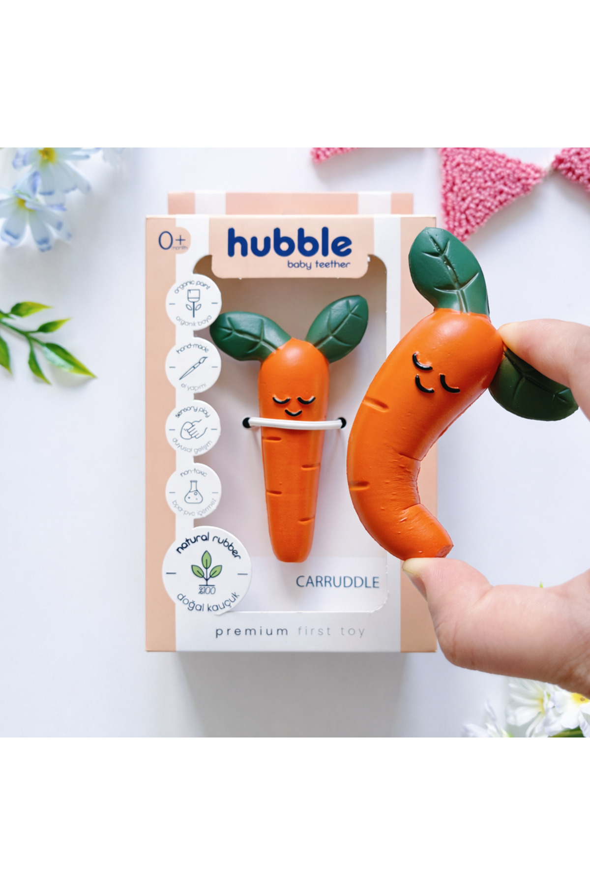 Hubble Bebek Diş Kaşıyıcı Ve Oyuncak - Havuç Şekilli Dişlik (%100 DOĞAL KAUÇUK) fotoğrafı 6 (önizleme)