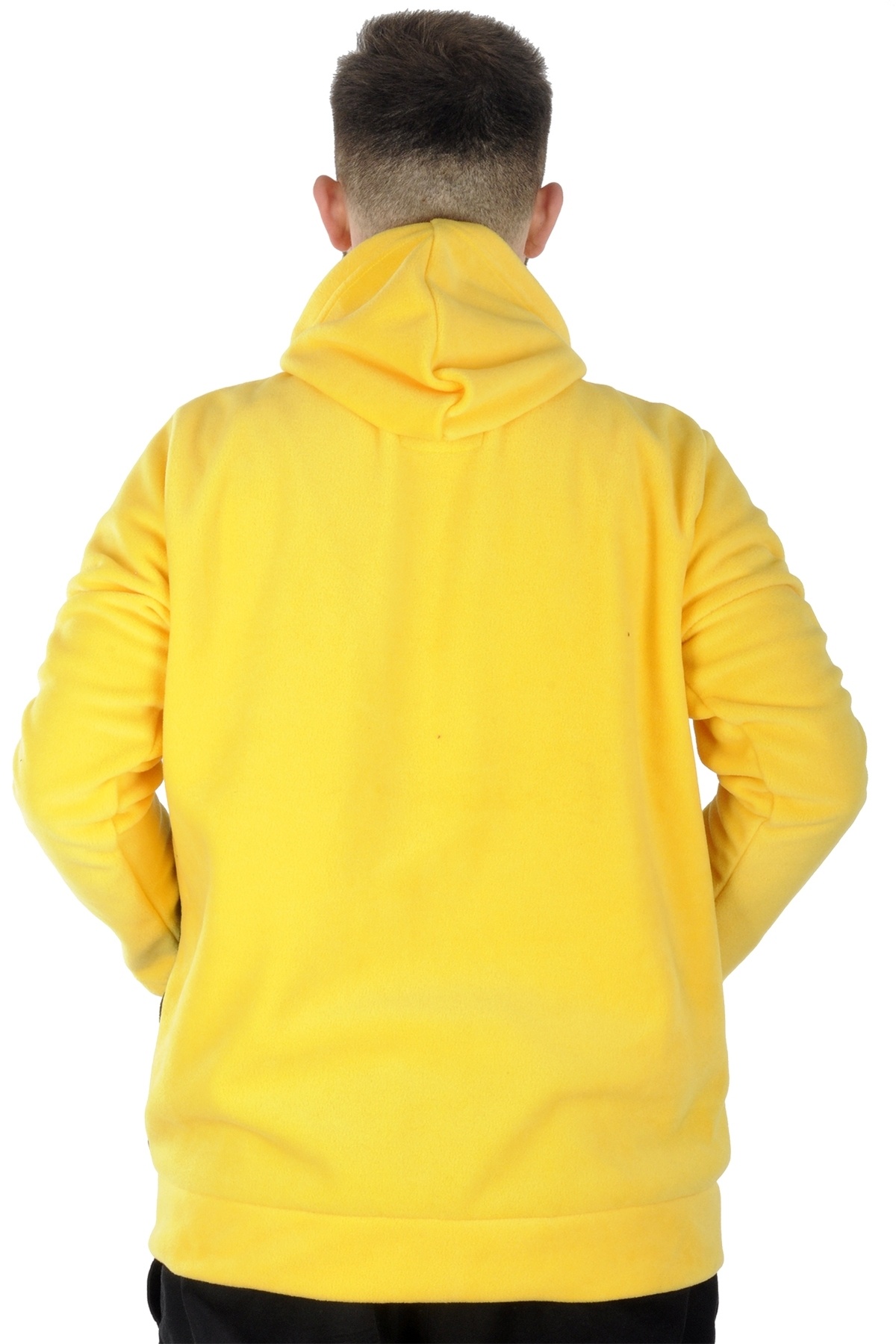 ModeXL Mode XL Büyük Beden Erkek Kapşonlu Fermuarlı Polar Hırka 22554 Hardal görsel 2