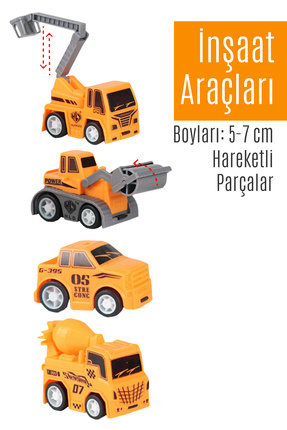 Smartfox Oyuncak İş Makineleri Seti - Oyuncak Inşaat Araçları 4 Lu