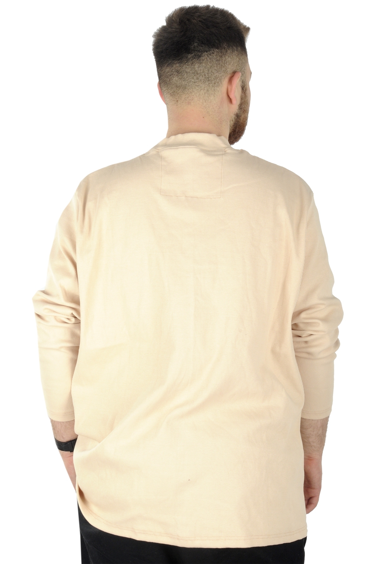 ModeXL Mode XL Büyük Beden Uzun Kol Yarım Balıkçı Kazak 22558 Bej görsel 4