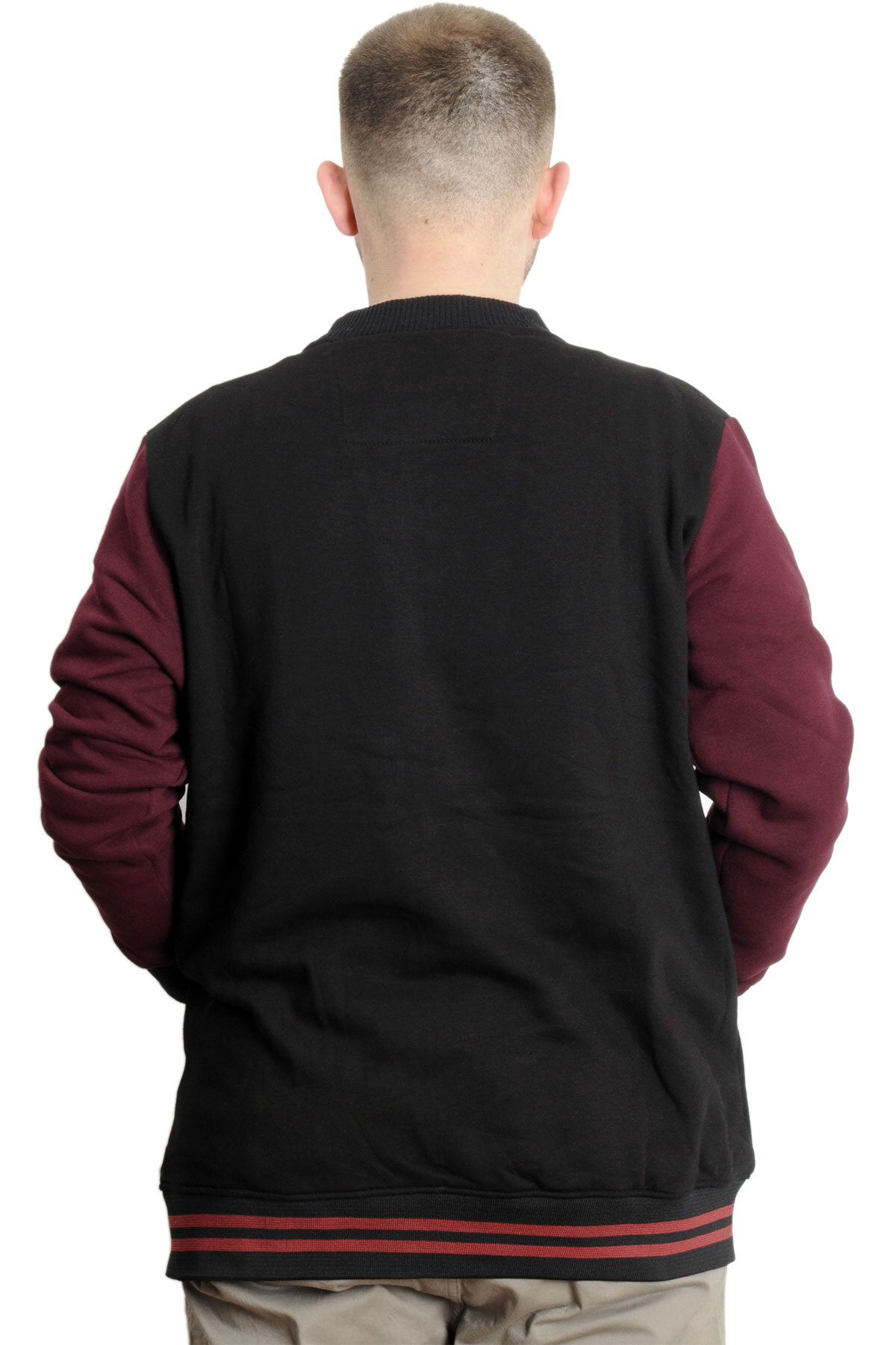 ModeXL Mode XL Büyük Beden Erkek Kolej Mont 22618 Siyah-Mürdüm görsel 4