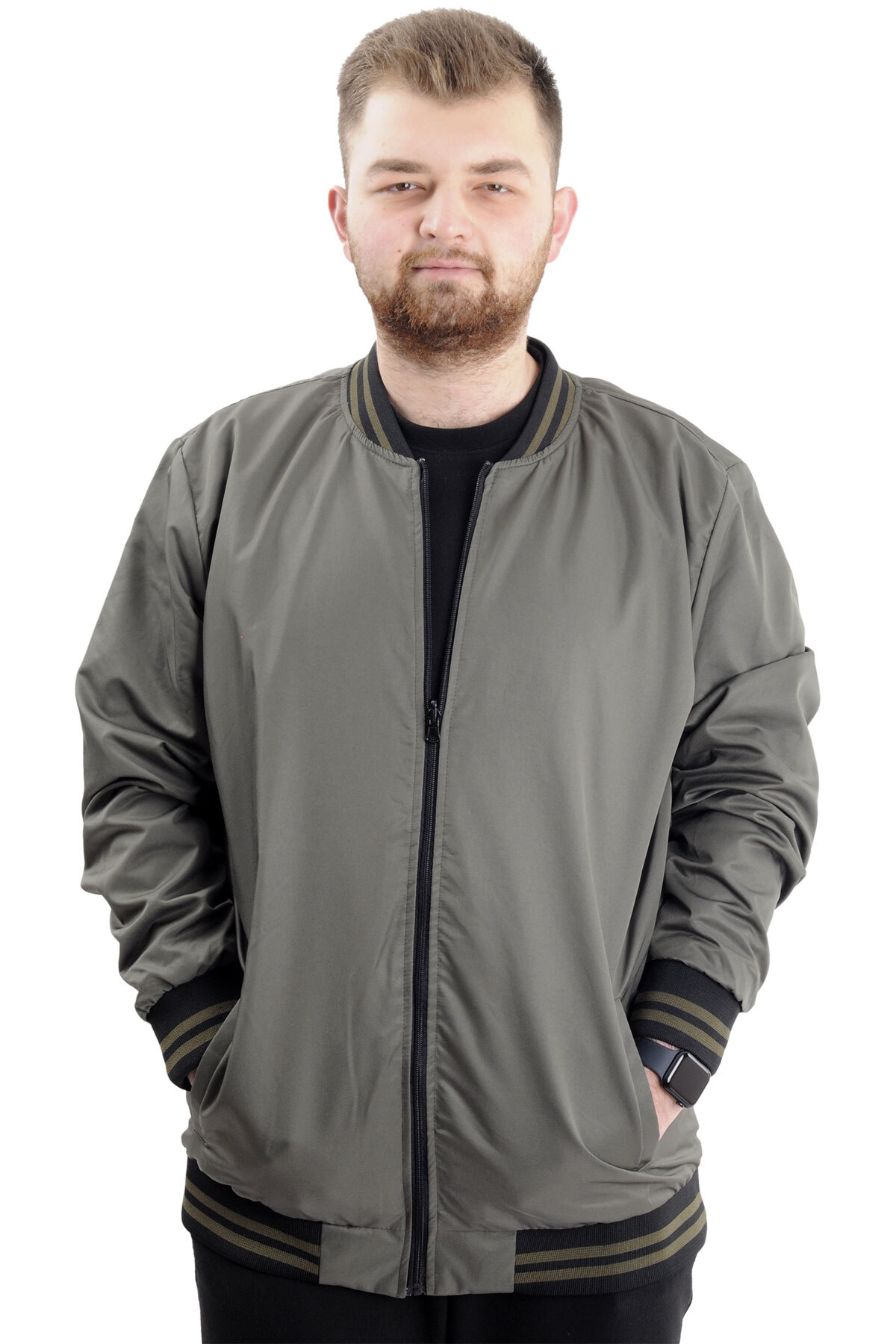 ModeXL Mode XL Büyük Beden Erkek Çift Taraflı Mont 23652 Haki