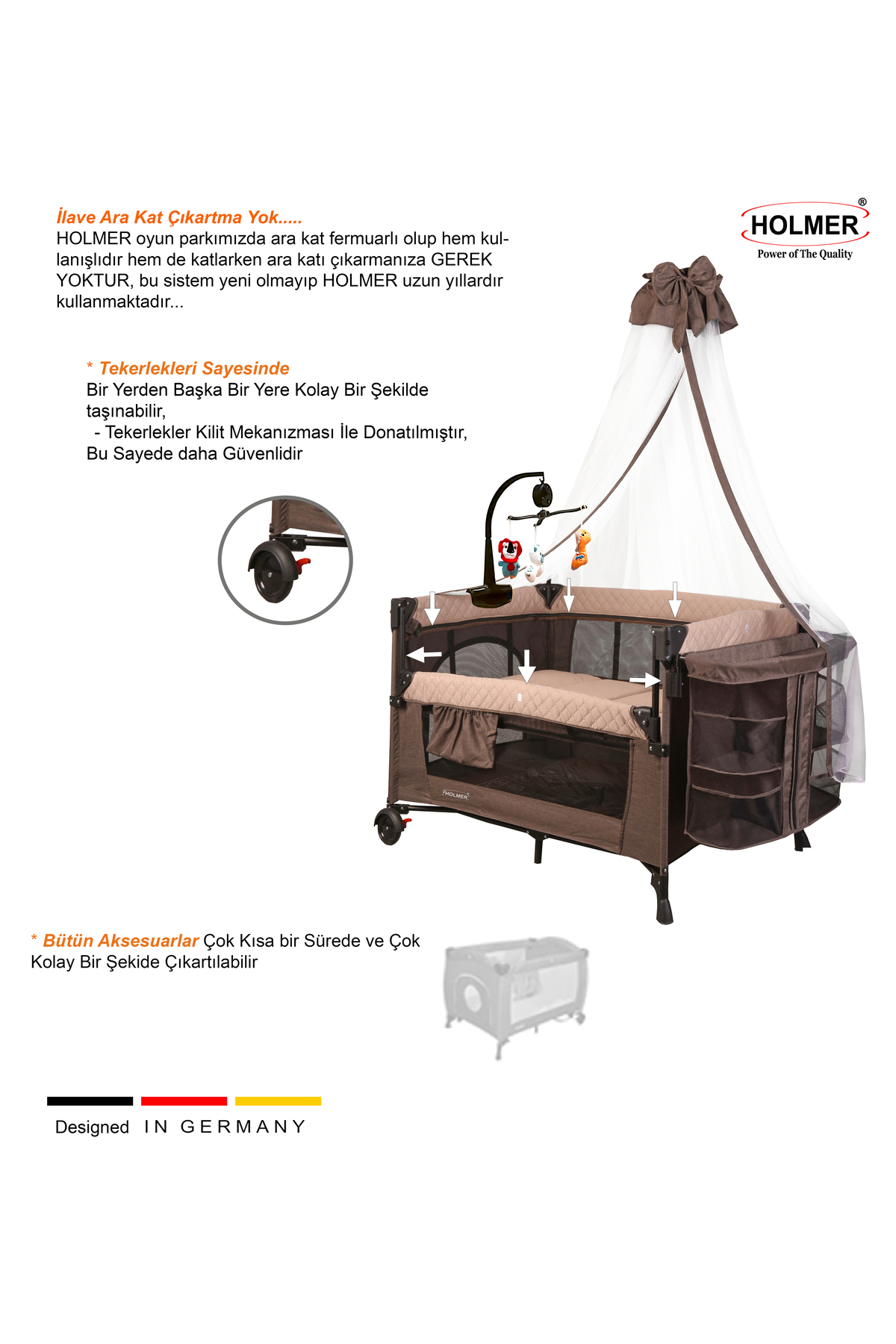 Holmer YATAK HEDİYELİ ( Alt Değiştirme Aparatı, Cibinlik, Dönenceli Oyun Parkı/Park Yatak/Beşik ) fotoğrafı 6 (önizleme)