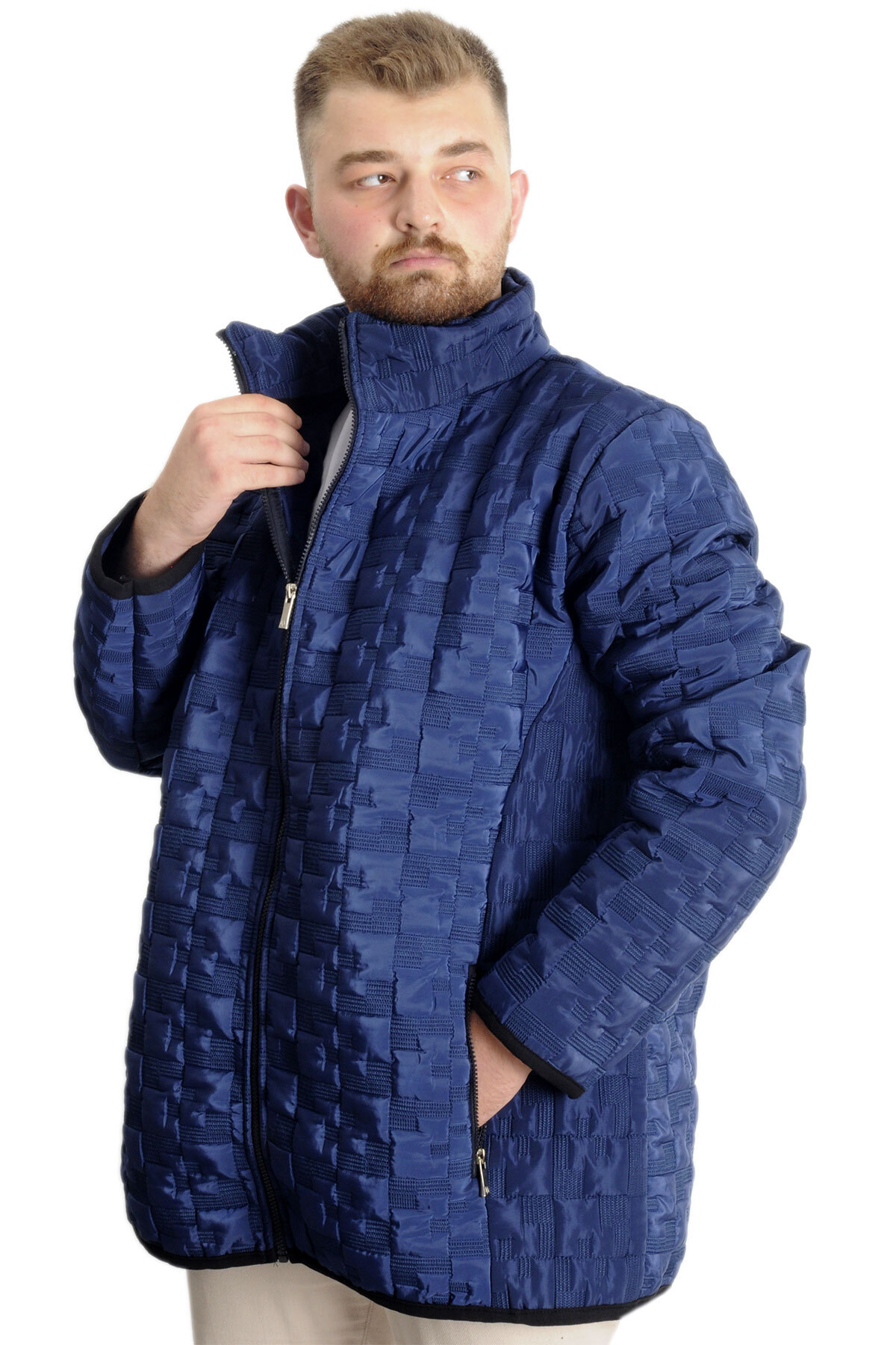 ModeXL Mode XL Büyük Beden Erkek Mont Kapitone 23623 İndigo görsel 2