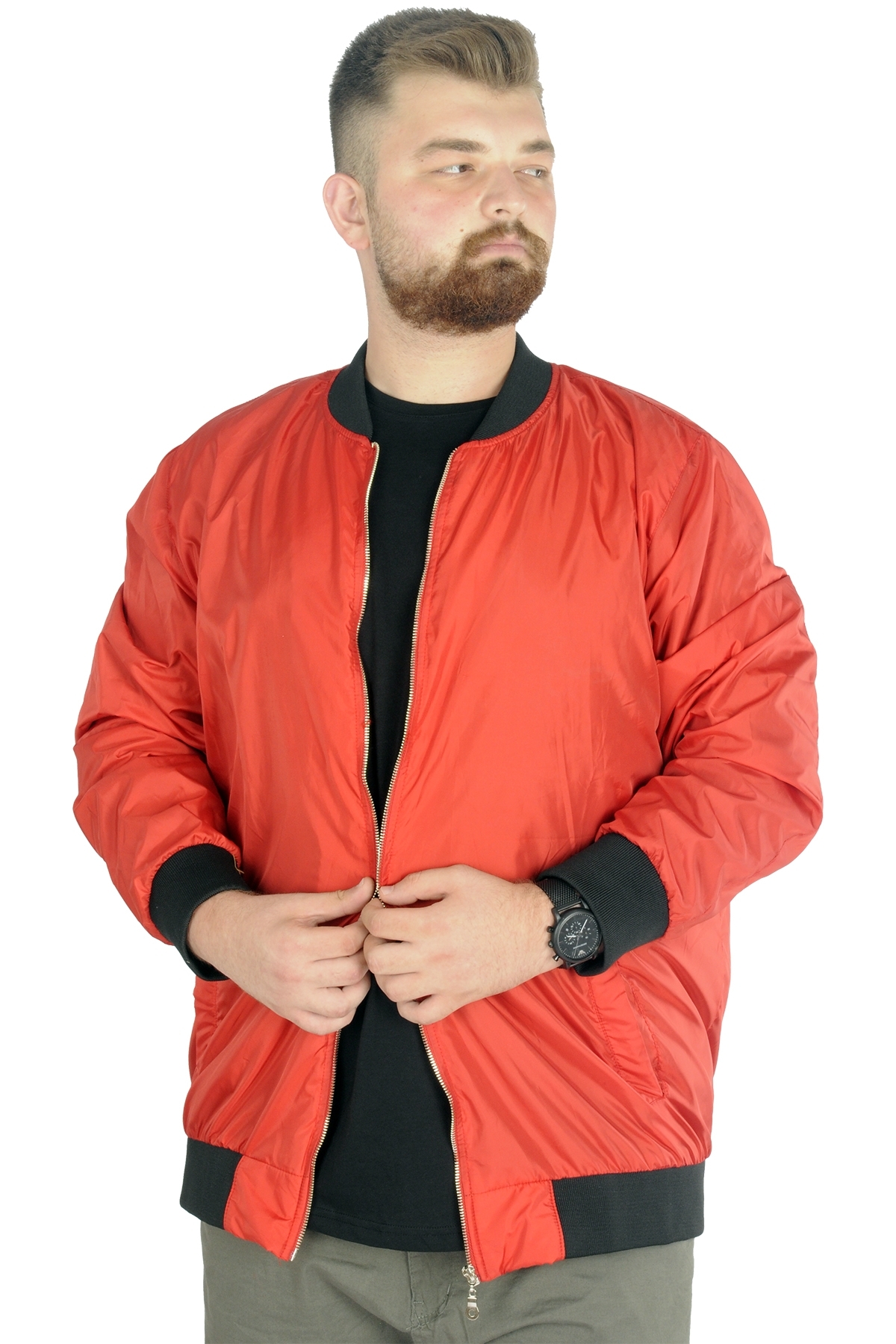 ModeXL Mode XL Büyük Beden Erkek Kolej Mont Jesica 22611 Kırmızı görsel 2