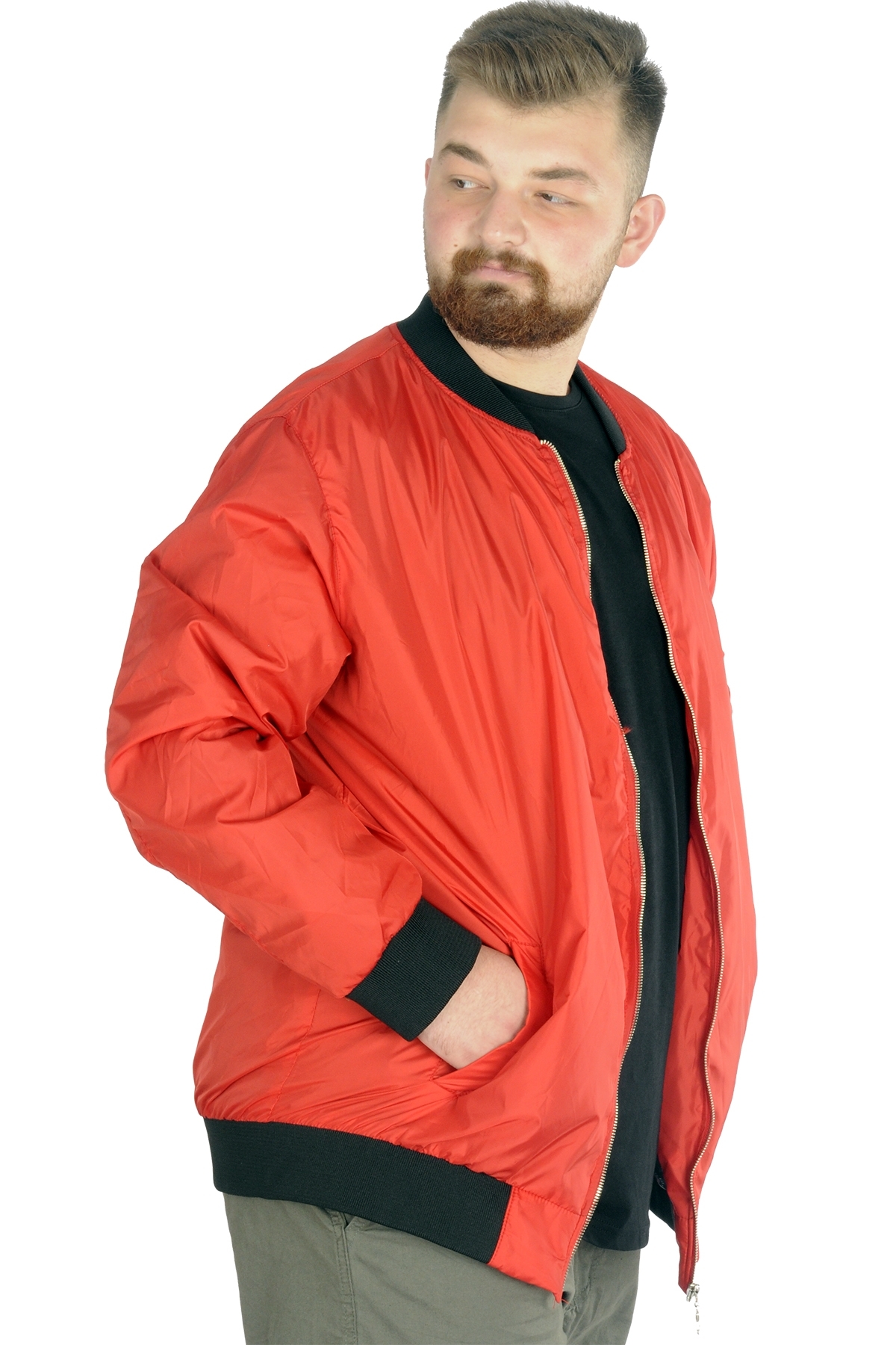 ModeXL Mode XL Büyük Beden Erkek Kolej Mont Jesica 22611 Kırmızı görsel 3