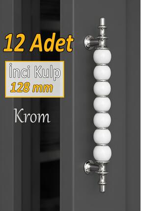 GLASWEN 12 Adet İnci Kulp 128 mm Krom Mutfak Kulpu Çekmece Dolap Kapak Kulbu ...