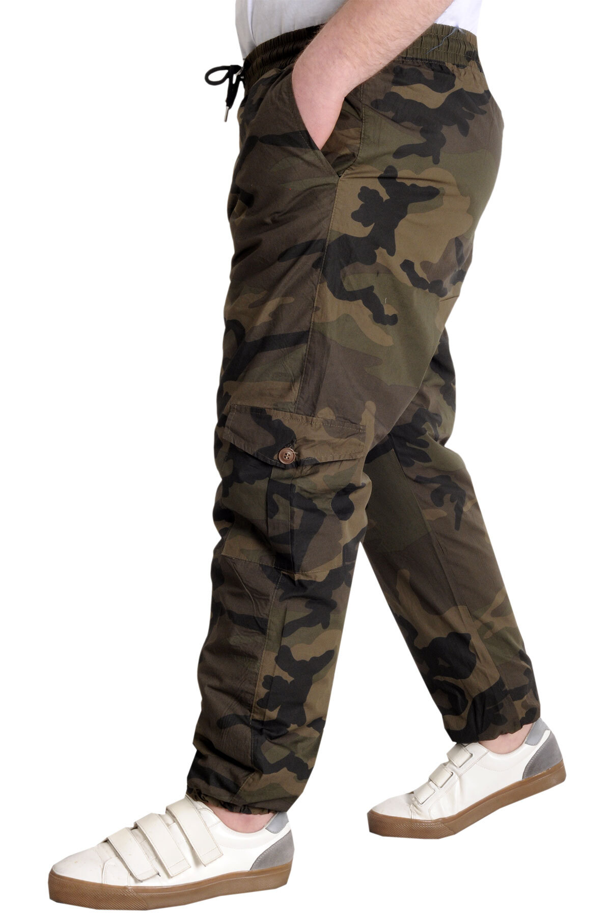 ModeXL Büyük Beden Erkek Pantolon Jogger KAMUFLAJ 23910 Haki görsel 3