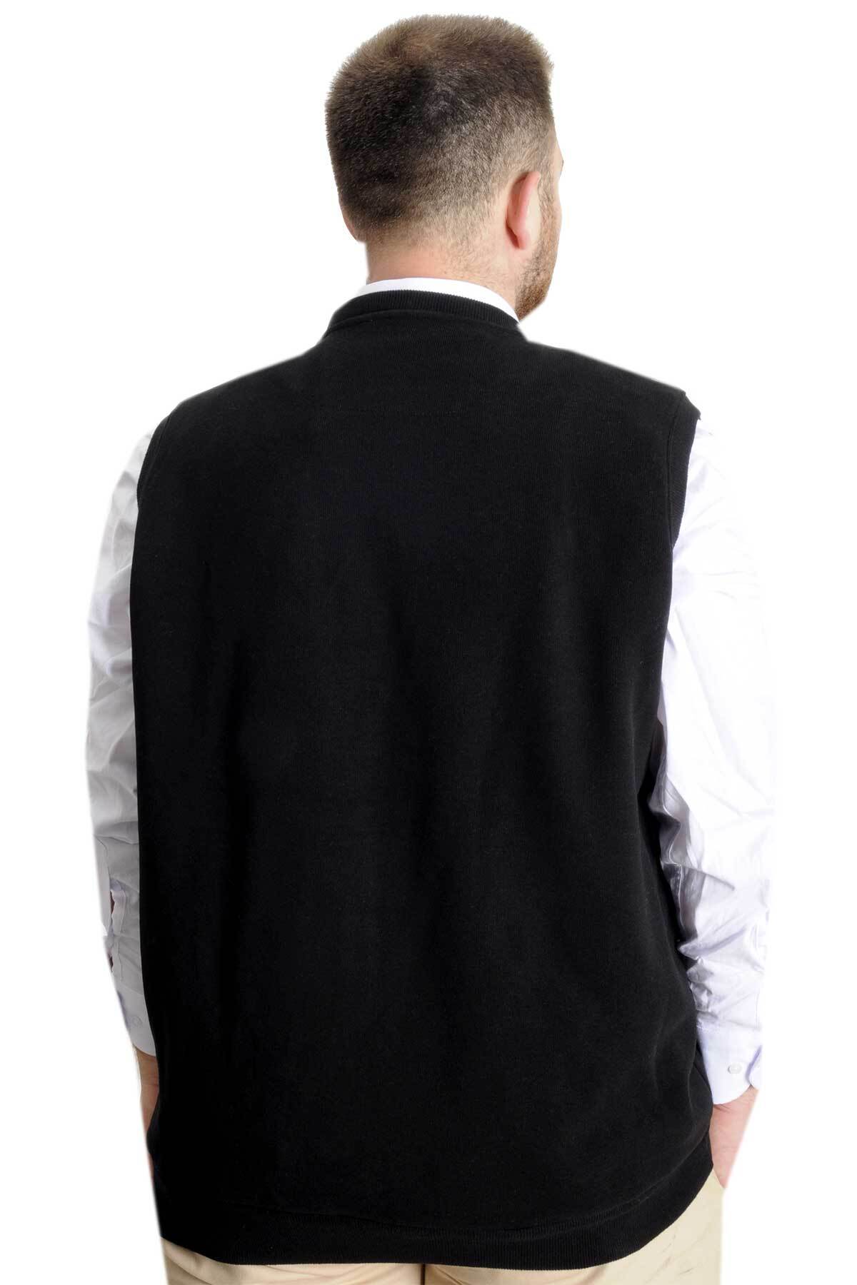 ModeXL Mode XL Büyük Beden Erkek Süeter Vanize Selanik 20547 Siyah görsel 8