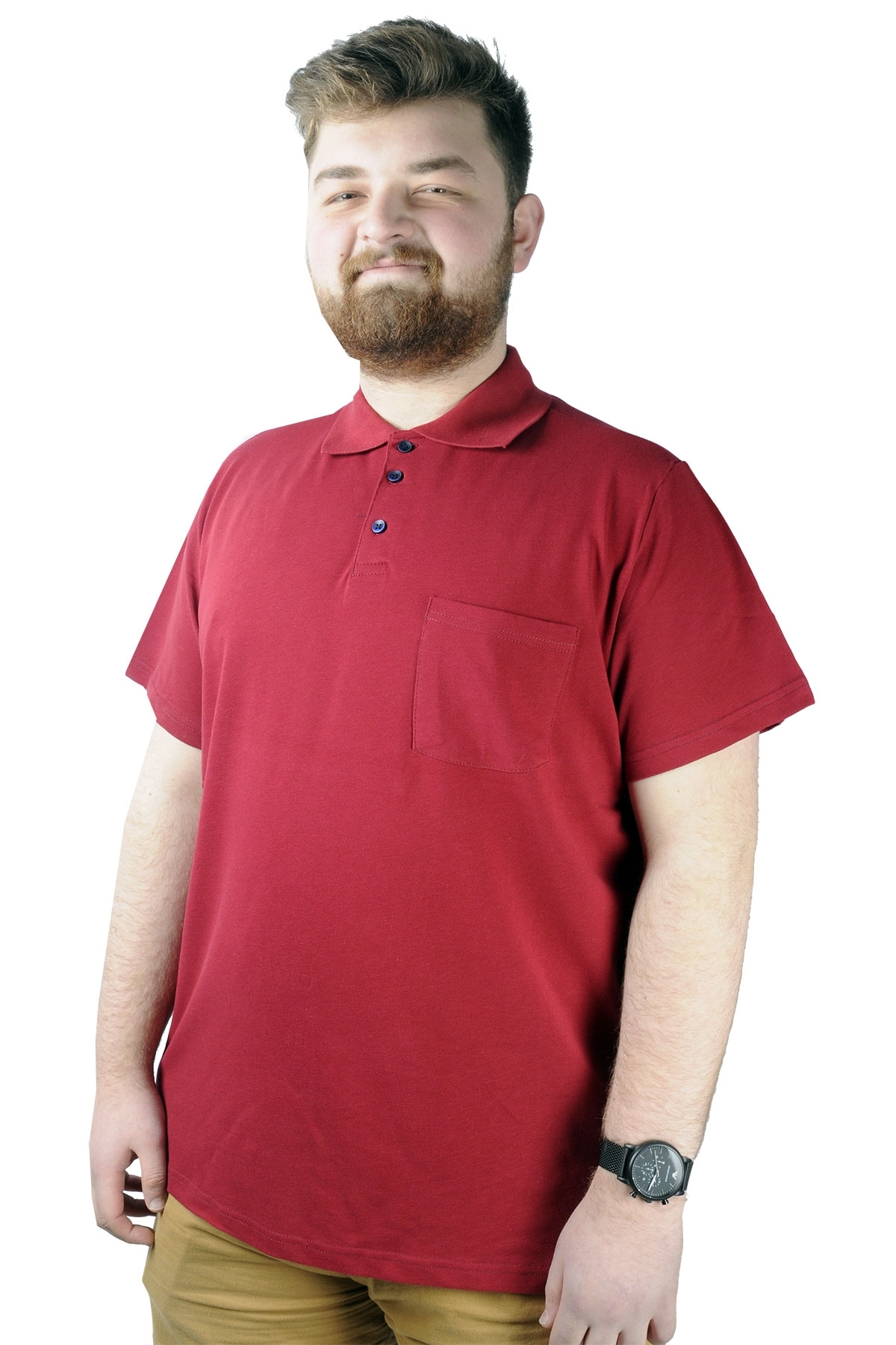 Mode XL T-Shirt Polo Collar with Pocket Classic 20550 Burgundy