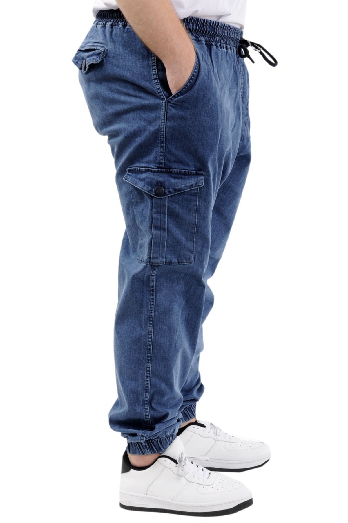 ModeXL Mode XL Büyük Beden Erkek Kot Jogger Kargo Cepli TORONTO 23917 Mavi görsel 2