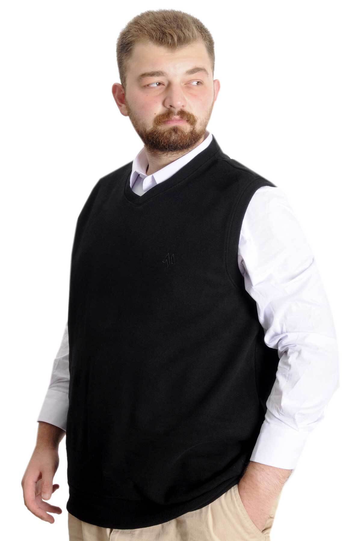 ModeXL Mode XL Büyük Beden Erkek Süeter Vanize Selanik 20547 Siyah görsel 6