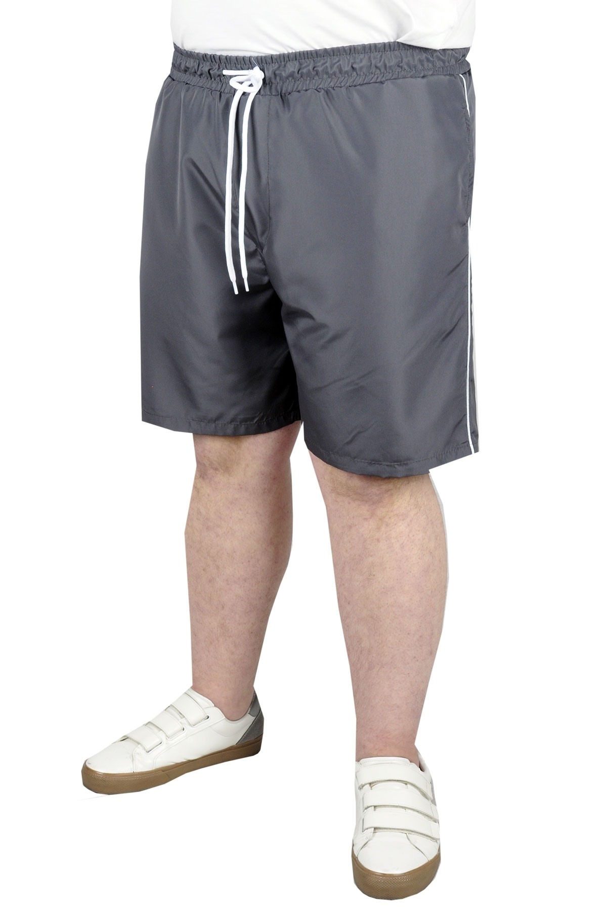 Mode XL Plus Size Men's Sea Shorts White Line 21451 Anthracite