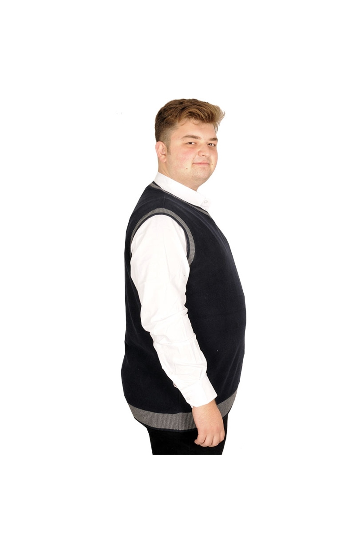 ModeXL Mode XL Büyük Beden Erkek Süeter Vanize Selanik 20547 Lacivert görsel 3