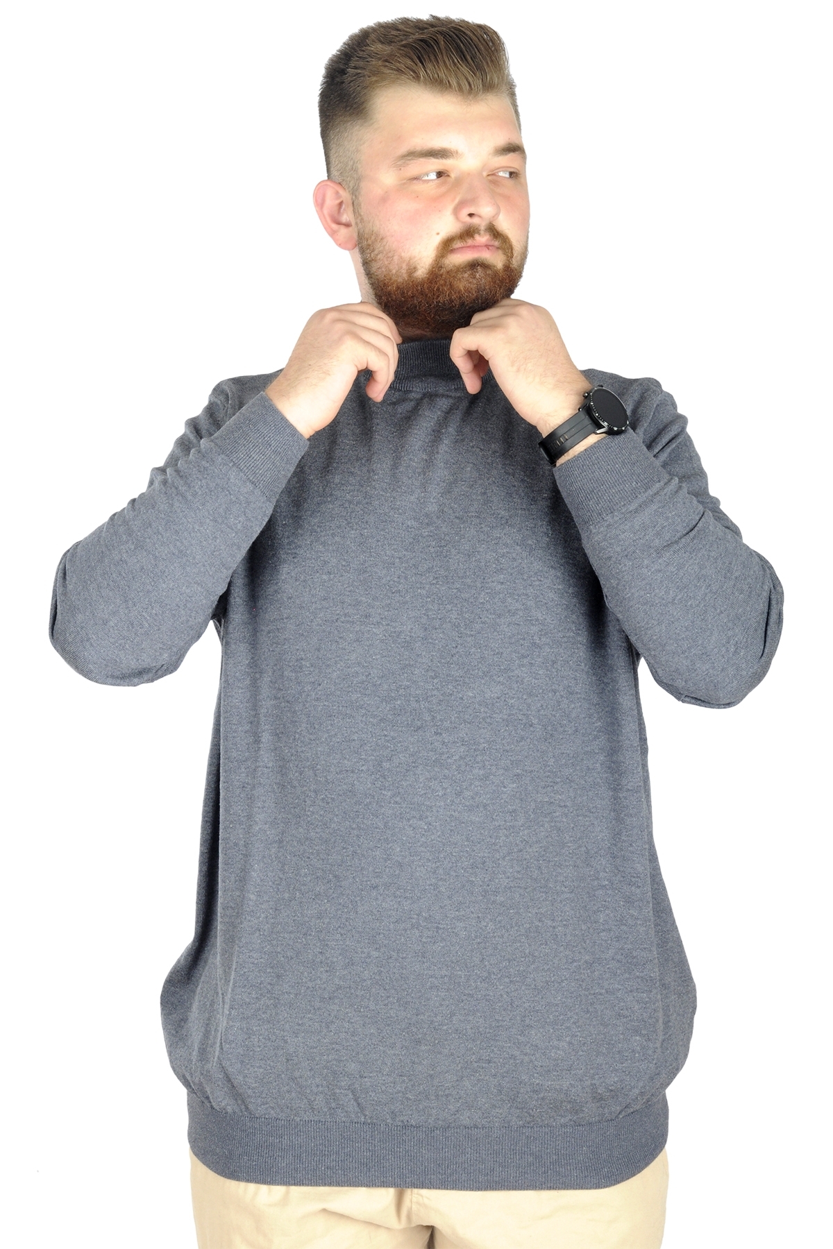 ModeXL Mode XL Büyük Beden Kazak Yarım Balıkçı 22208 İndigo