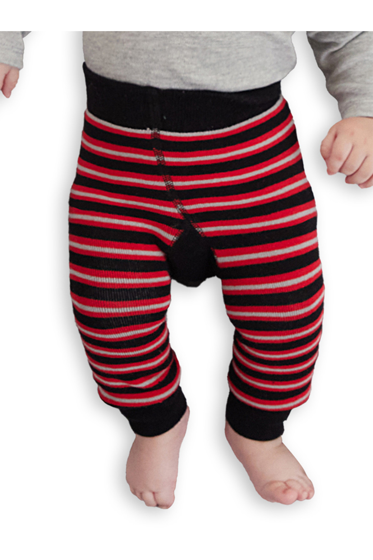 Denokids İtfaiye Erkek Bebek Örme Çizgili Tayt-Pantolon fotoğrafı 2 (önizleme)