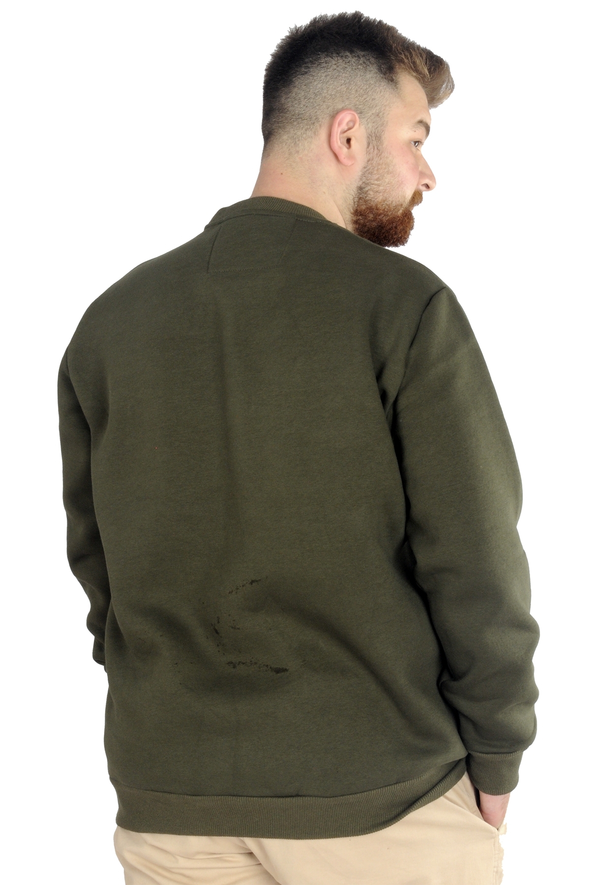 ModeXL Mode XL Büyük Beden Erkek Sweat Bis Yaka 20131 Haki görsel 5