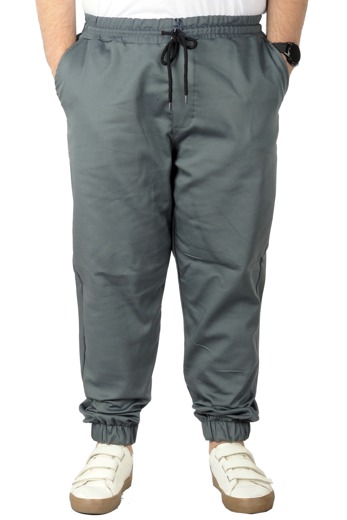 ModeXL Mode XL Büyük Beden Erkek Keten Jogger Bahar 21911B Antrasit