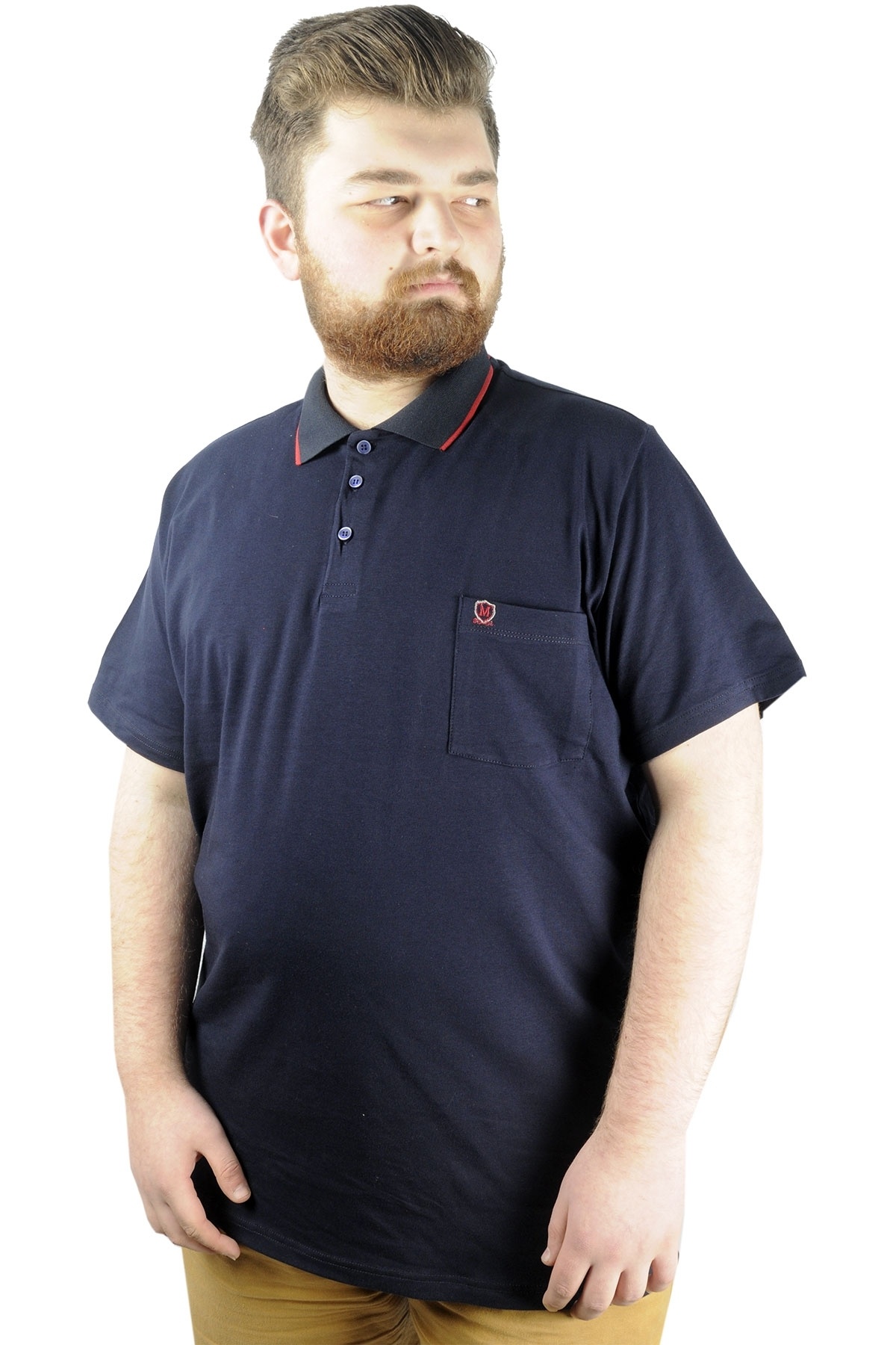 Mode XL Plus Size T-shirt Polo Lycra Single Jersey with Pocket 21558 Navy