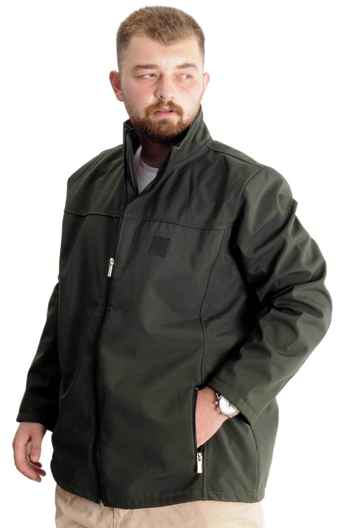 ModeXL Mode XL Büyük Beden Erkek Mont Waterproof Softshell 21232 Haki görsel 6