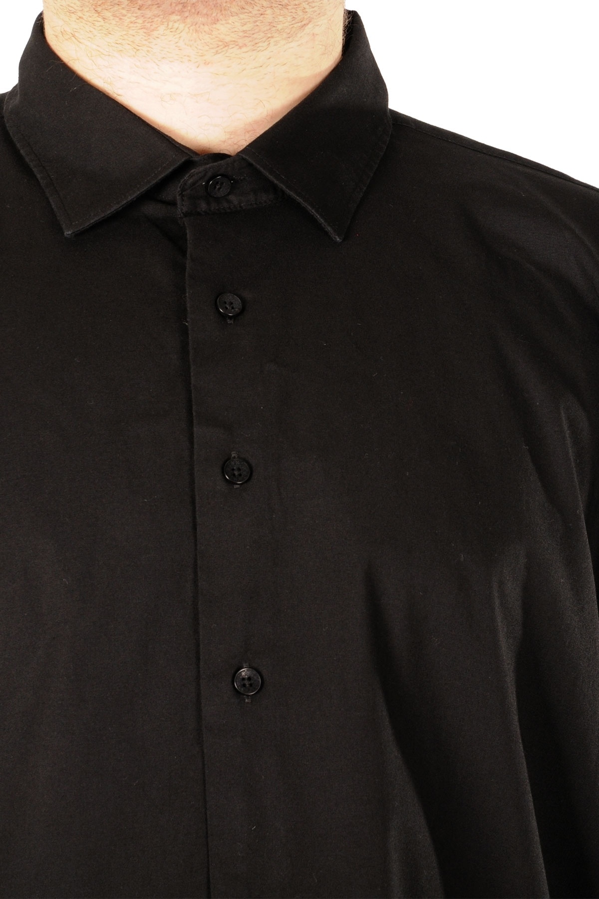 ModeXL Mode XL Büyük Beden Erkek Klasik Gömlek Likralı 20351 Siyah görsel 4