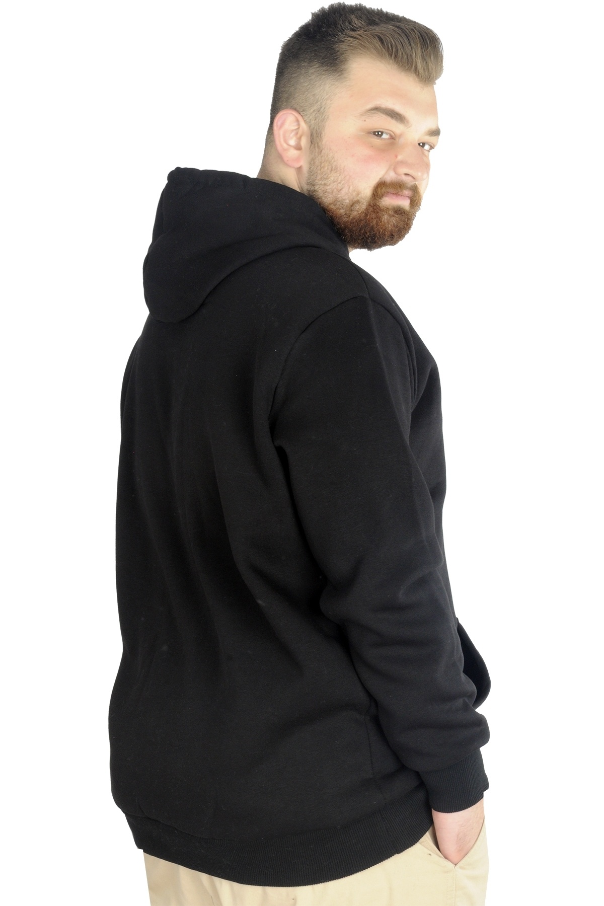 ModeXL Mode XL Erkek Sweatshirt Kapşonlu Kanguru Pocket Basic 20562 Siyah görsel 3