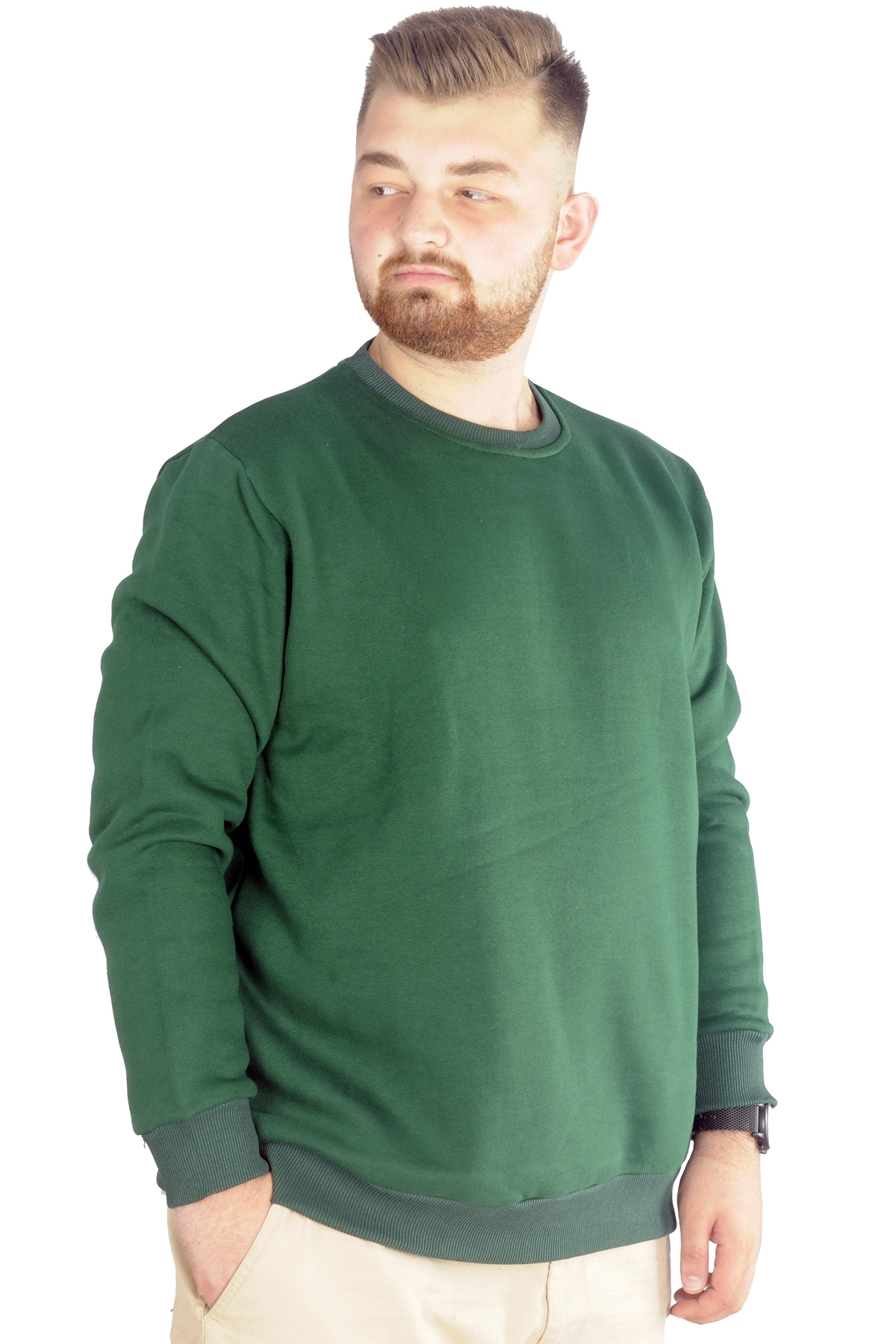ModeXL Mode XL Büyük Beden Erkek Sweatshirt Basic 20131 Nefti görsel 2