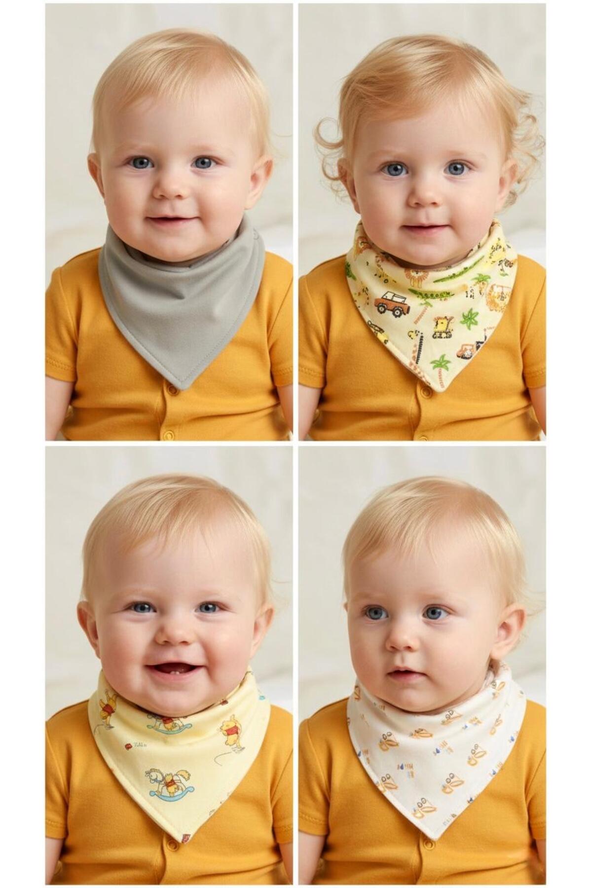 Lumos Trade Erkek Bebek Organik Kumaş Çift Katlı Desenli Fular Mama Önlüğü - Salya Önlüğü 4 Adet fotoğrafı 3 (önizleme)