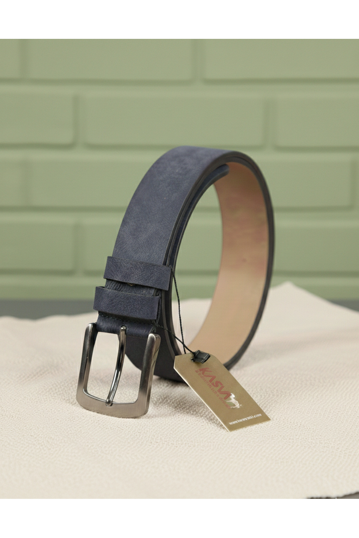 Navy Blue Nubuck Leather Genuine Leather Belt 4cm