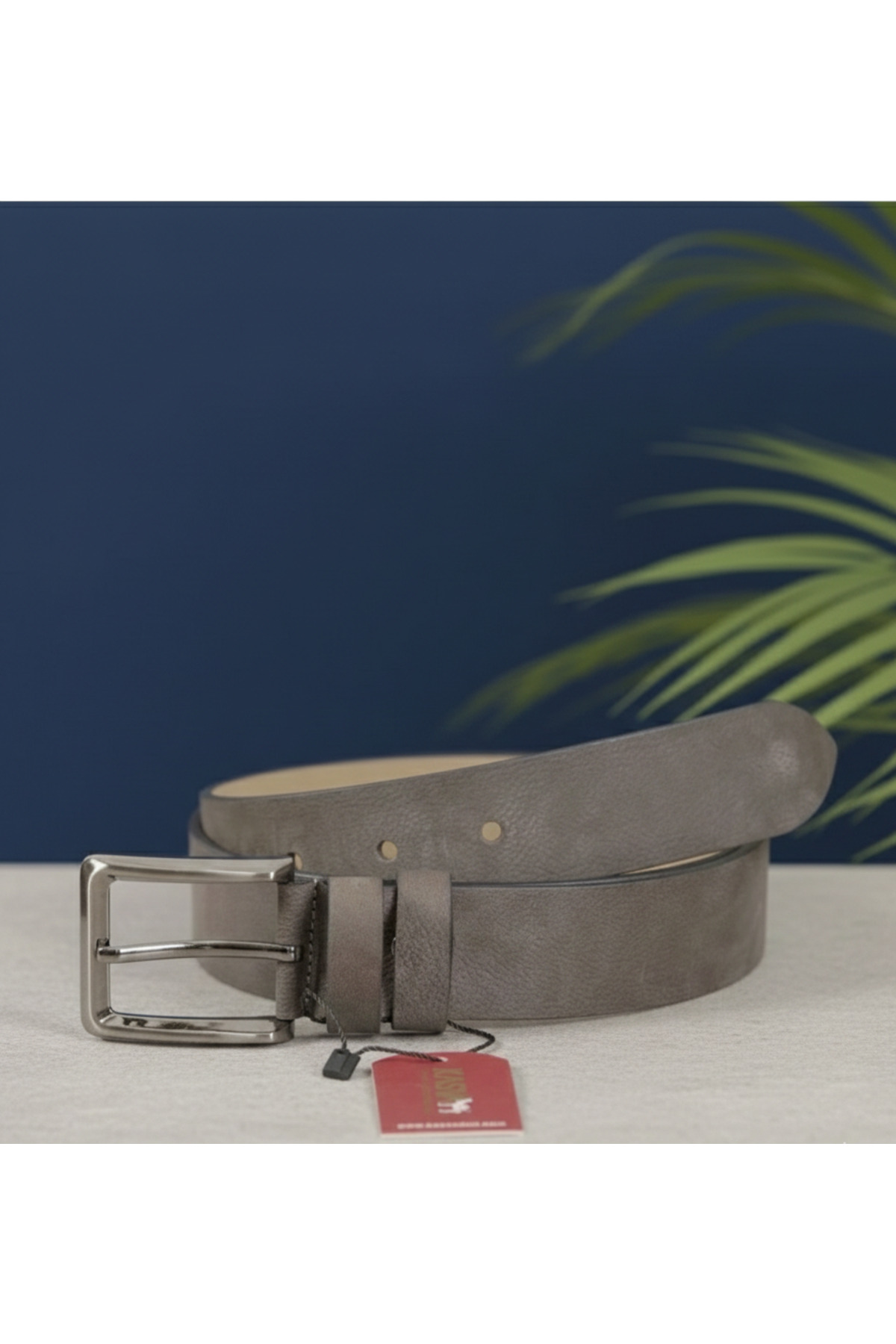 KASVA DERİ  4 cm Gri Nubuk Orijinal Deri Kemer %100 Hakiki Deri Kemer - Görsel 2