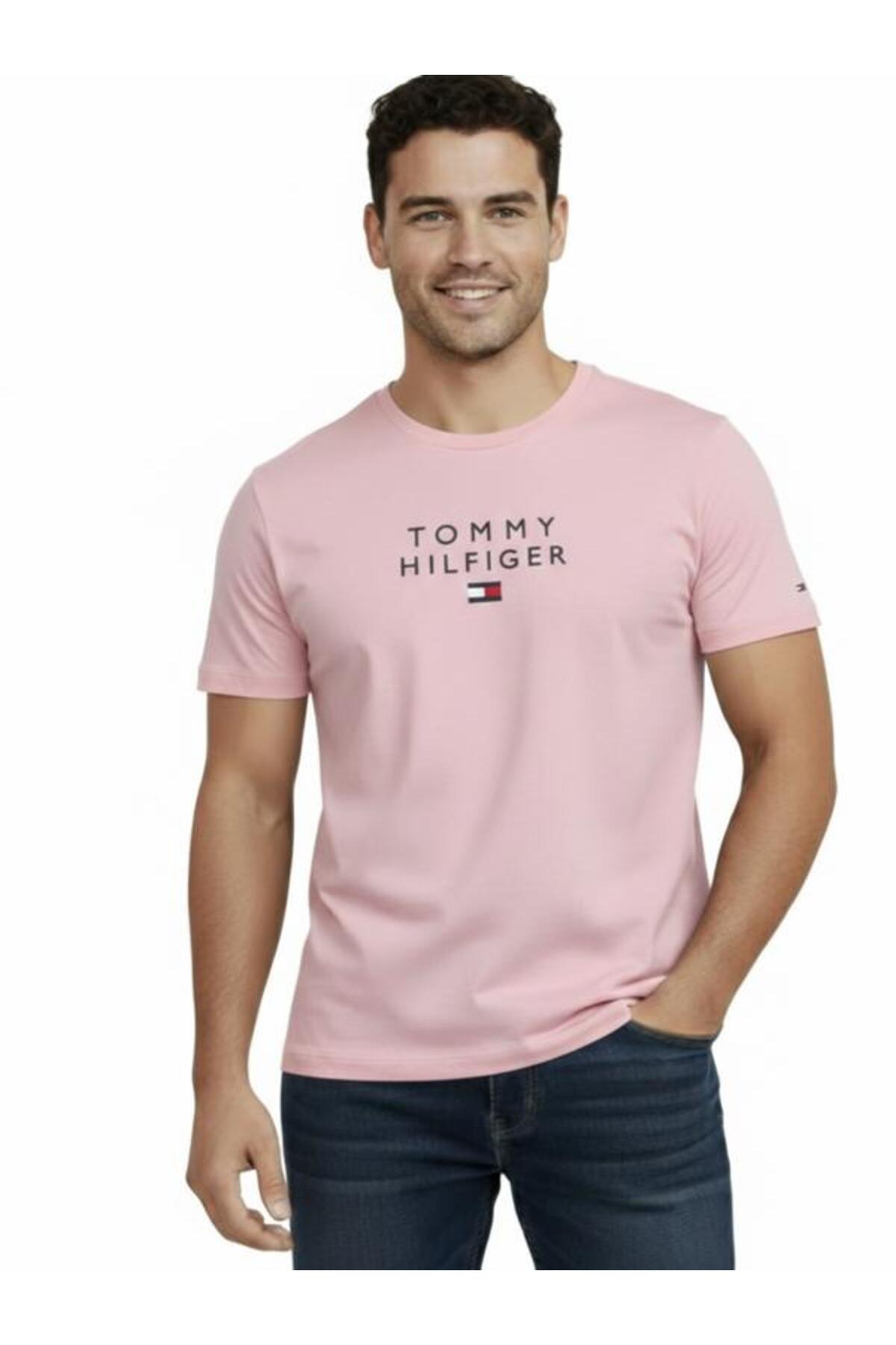 تامی هیلفیگر تی‌شرت مردانه طرح لوگو گلدوزی شده روی سینه از جنس پنبه ارگانیک سایز معمولی