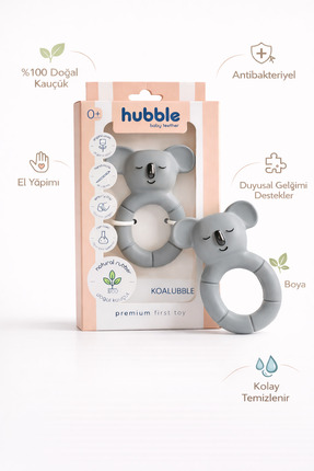 Hubble Bebek Diş Kaşıyıcı & Oyuncak - Koala Halkalı Şekilli Dişlik (%100 DOĞA...