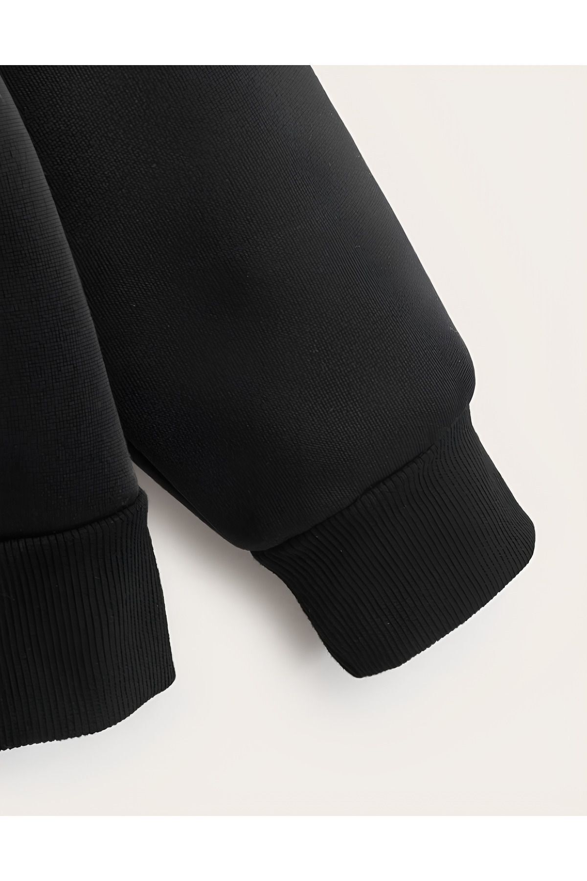 Jooy Company Siyah 2 İplik Mevsimlik Fermuarlı Kapüşonlu Unisex Polar Hırka Ceket görsel 7