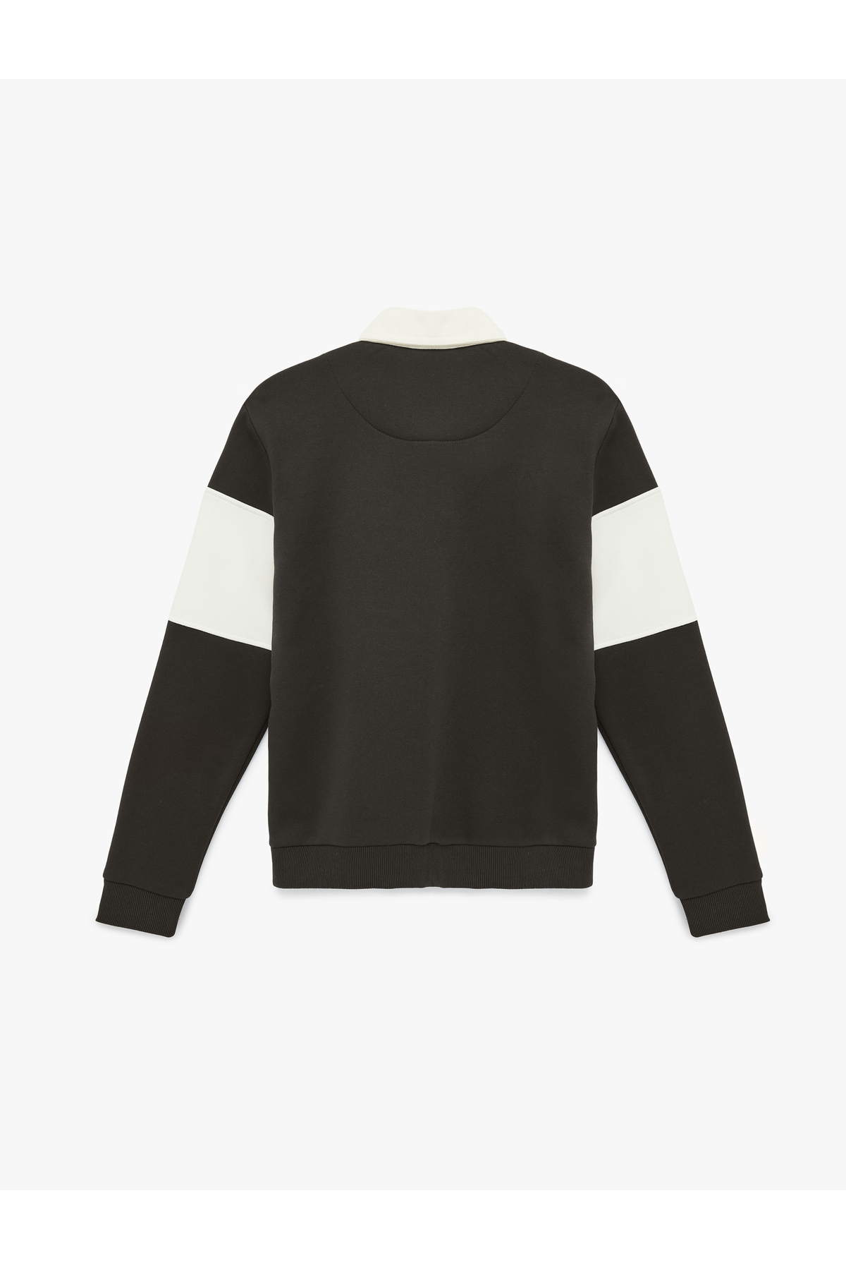 Uzun Kollu İşlemeli Renk Bloklu Polo Yaka Sweatshirt — خاکستری 6SAM70030MK — تصویر 4 از 5