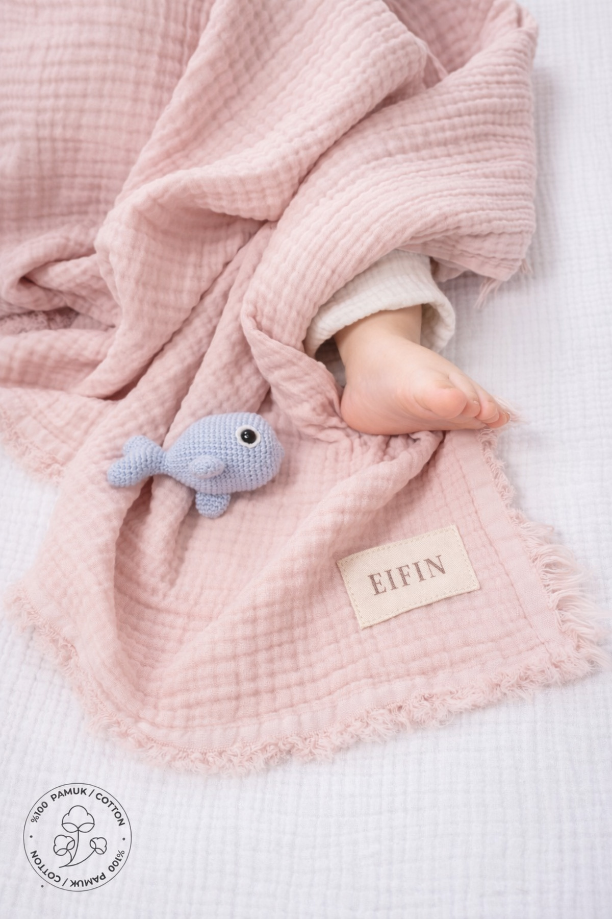 EIFIN 4 Katlı Müslin Çok Amaçlı Bebek&çocuk Müslin Örtü Battaniye %100 Pamuk 90x110cm fotoğrafı 3 (önizleme)